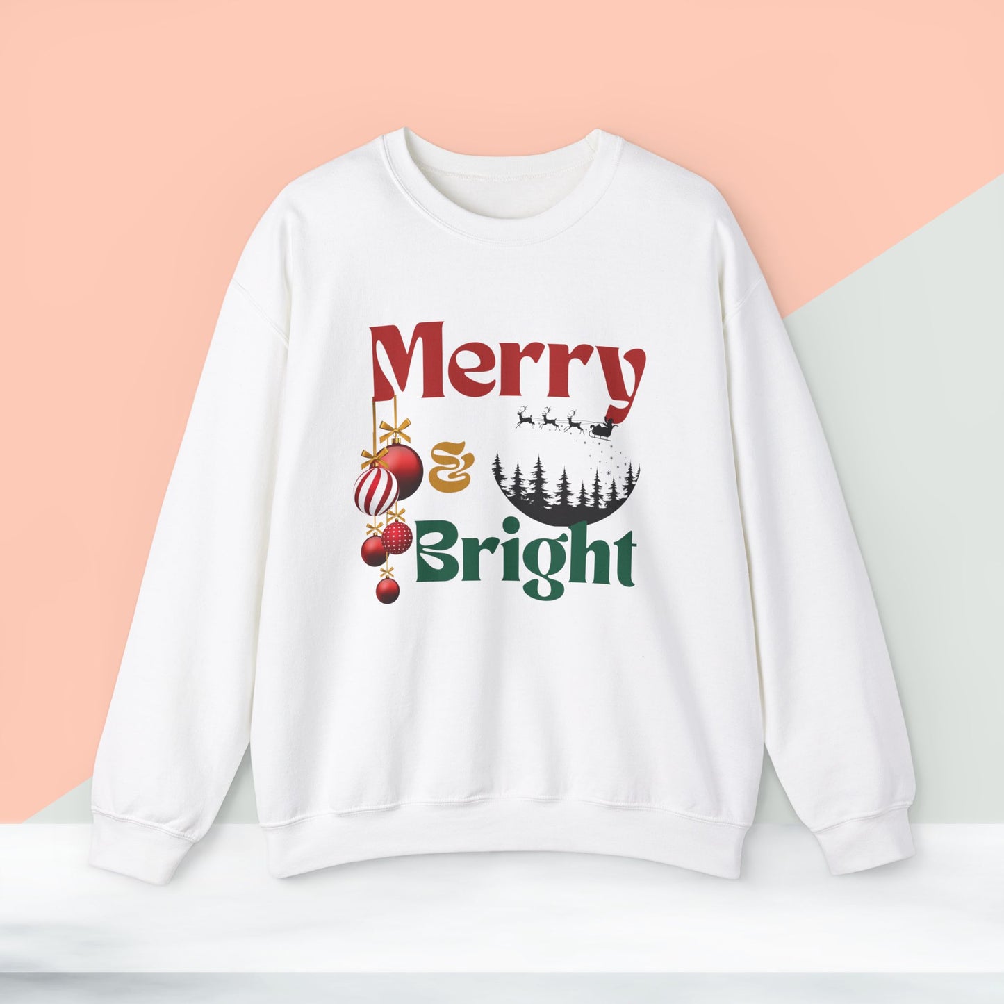 Merry & Bright Christmas Sweatshirt - Unisex Heavy Blend, Merry Christmas, Festive, Christmas Gift, Crewneck, merry Christmas Sweatshirt, Christmas Sweatshirt  Christmas Gift, Festive Sweatshirt.