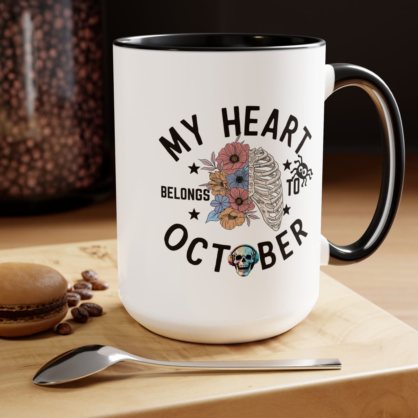 My Heart Belongs To October Halloween Coffee Mug,  Let's Go Halloween Coffee Mug, Trick or Treat Halloween Coffee Mug, Cute Skeleton Coffee Mug, Spooky Season Halloween Coffee Mug.