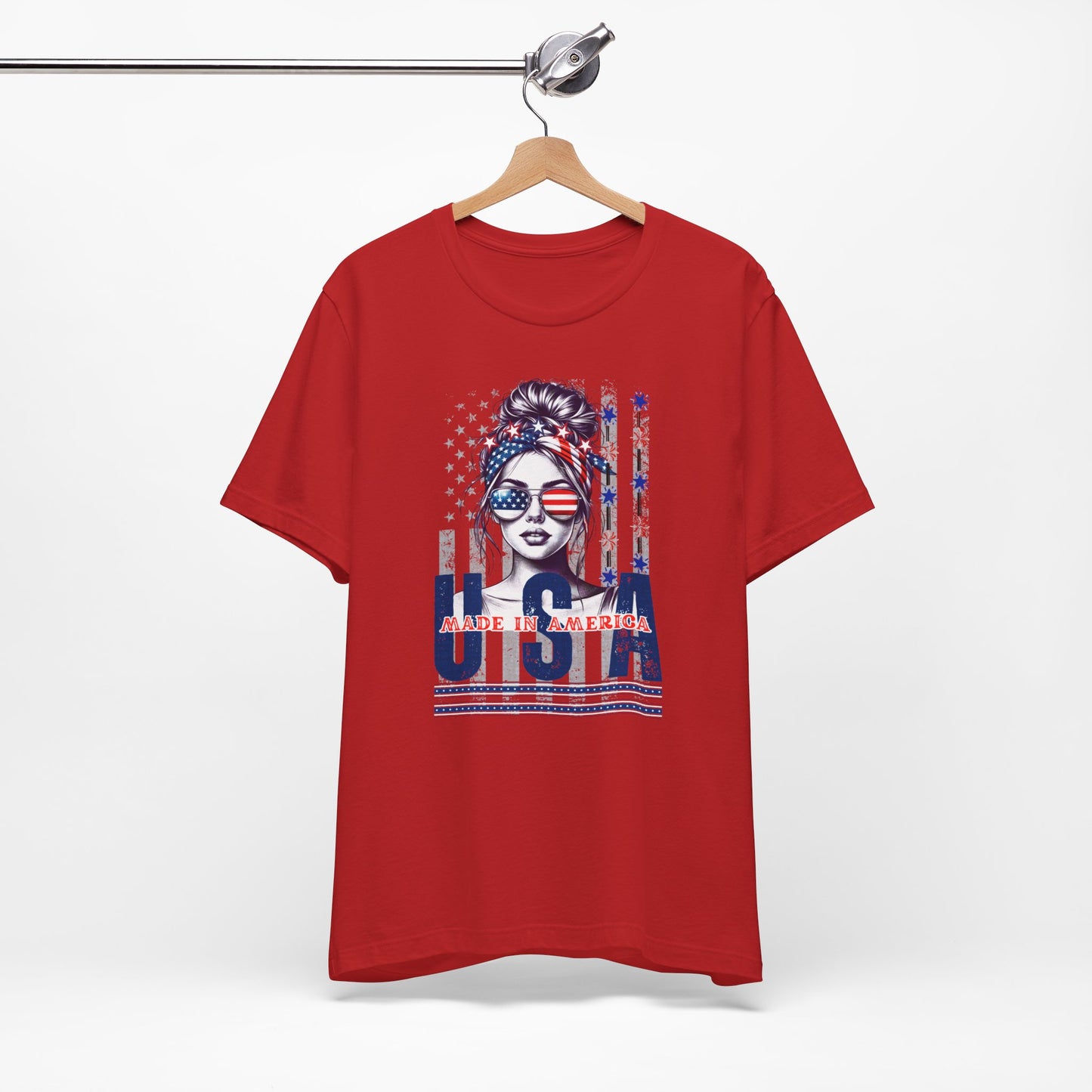 4th of July T-shirt, Red White Blue T-Shirt, Fourth of July unisex jersey short sleeve,  America, Flag, Peace Love America. Proud To Be An American, Red White Blue.