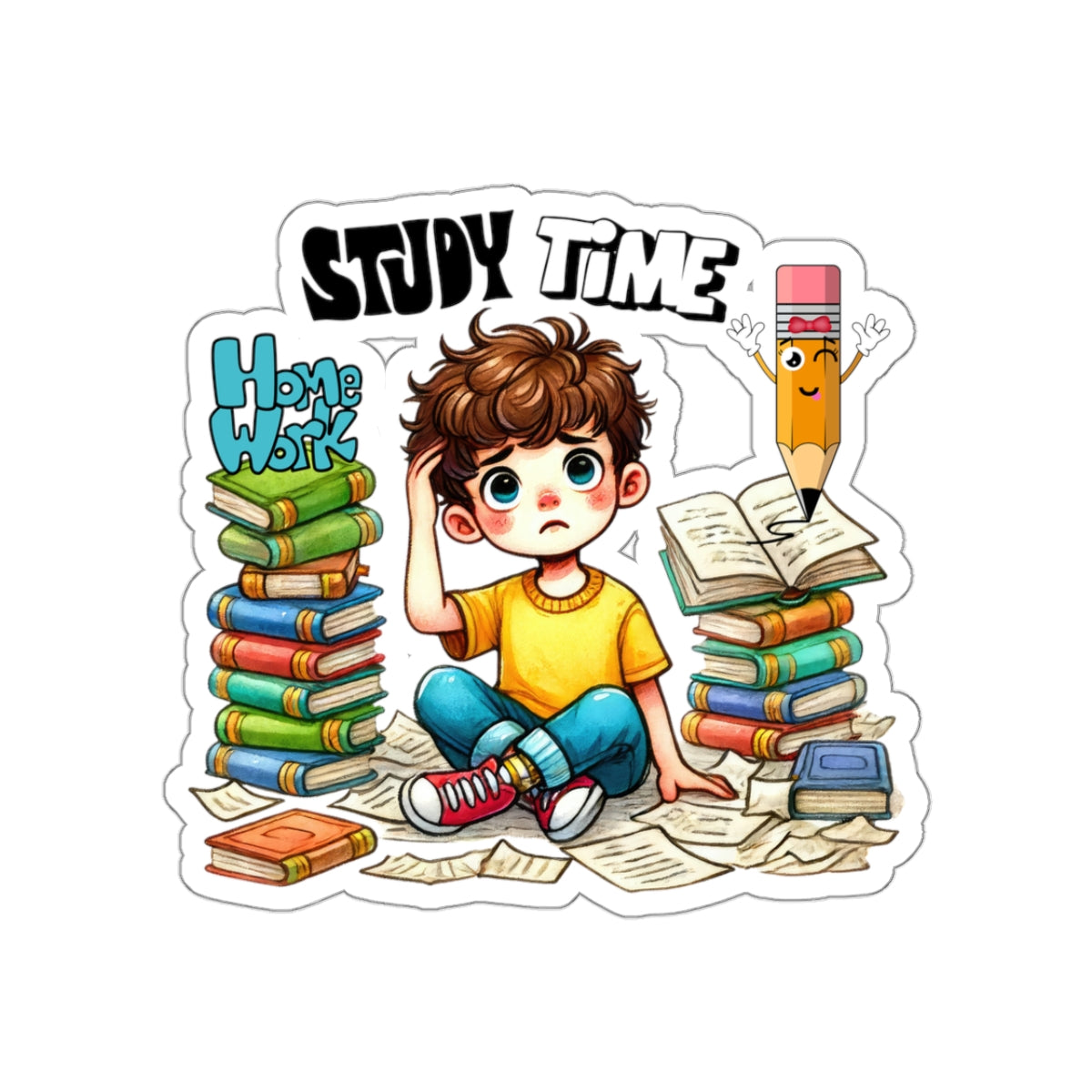 Study Time Back To School Kiss-Cut Stickers, First Grade Squad Kiss-Cut Stickers, Gift for First graders, Ready for School, Back to Learning.