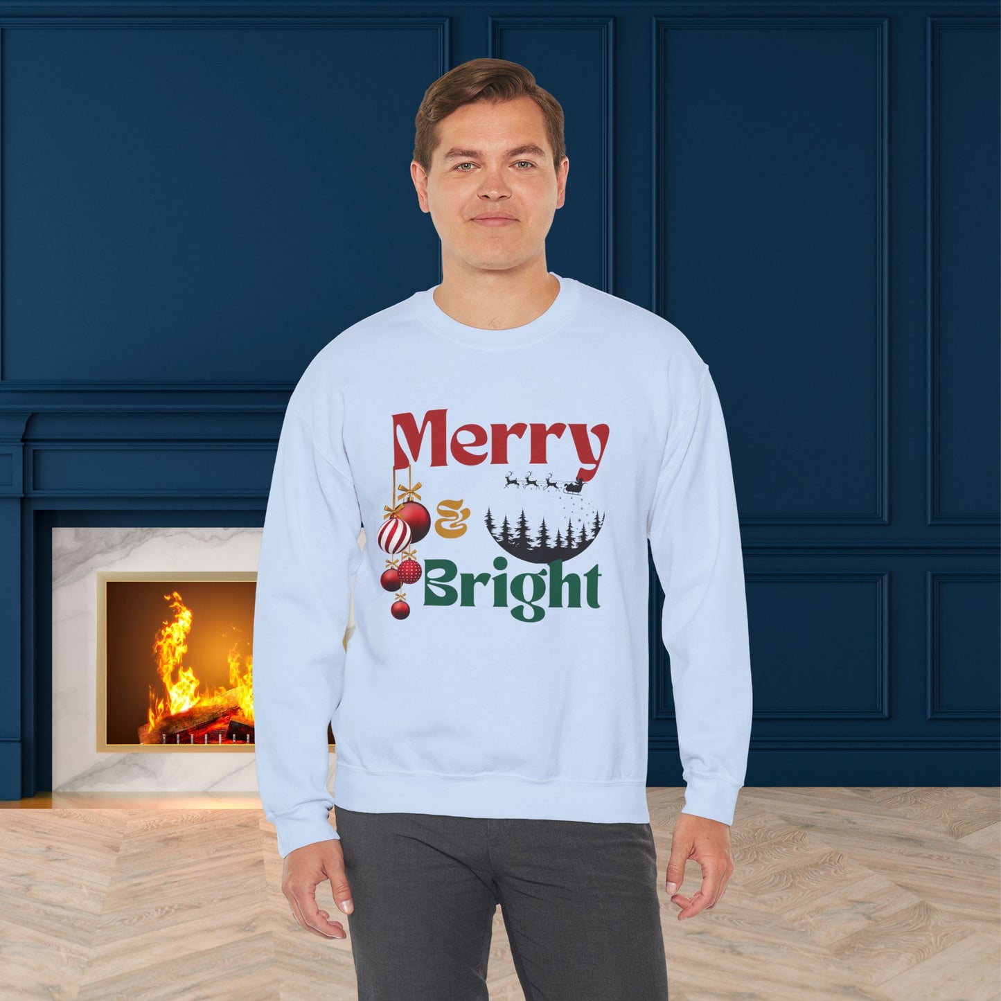 Merry & Bright Christmas Sweatshirt - Unisex Heavy Blend, Merry Christmas, Festive, Christmas Gift, Crewneck, merry Christmas Sweatshirt, Christmas Sweatshirt  Christmas Gift, Festive Sweatshirt.