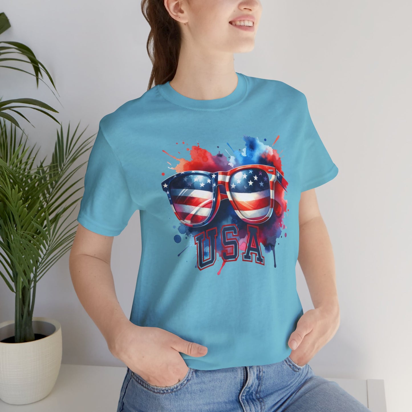 4th of July T-shirt, Sweet Land Of Liberty T-Shirt, Fourth of July unisex jersey short sleeve, America, Flag, Peace Love America. Proud To Be An American, Red White Blue.