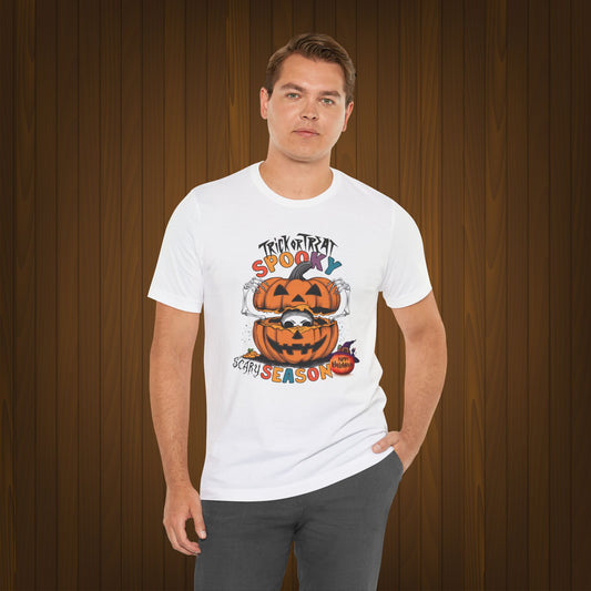 Spooky Scary Season T-shirt, Happy Halloween Skeleton T-shirt, Happy Halloween T-shirt, Trick Or Treat T-shirt, Halloween T-shirt, Cool Halloween T-shirt, Spooky T-shirt,