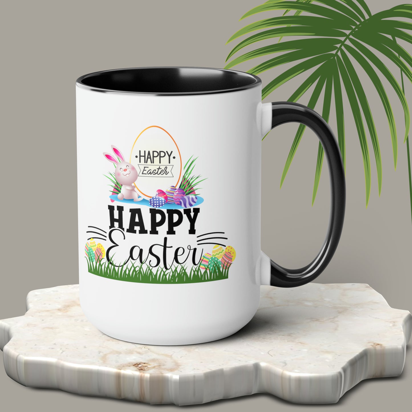 Happy Easter Two-Tone Coffee Mugs, 15oz