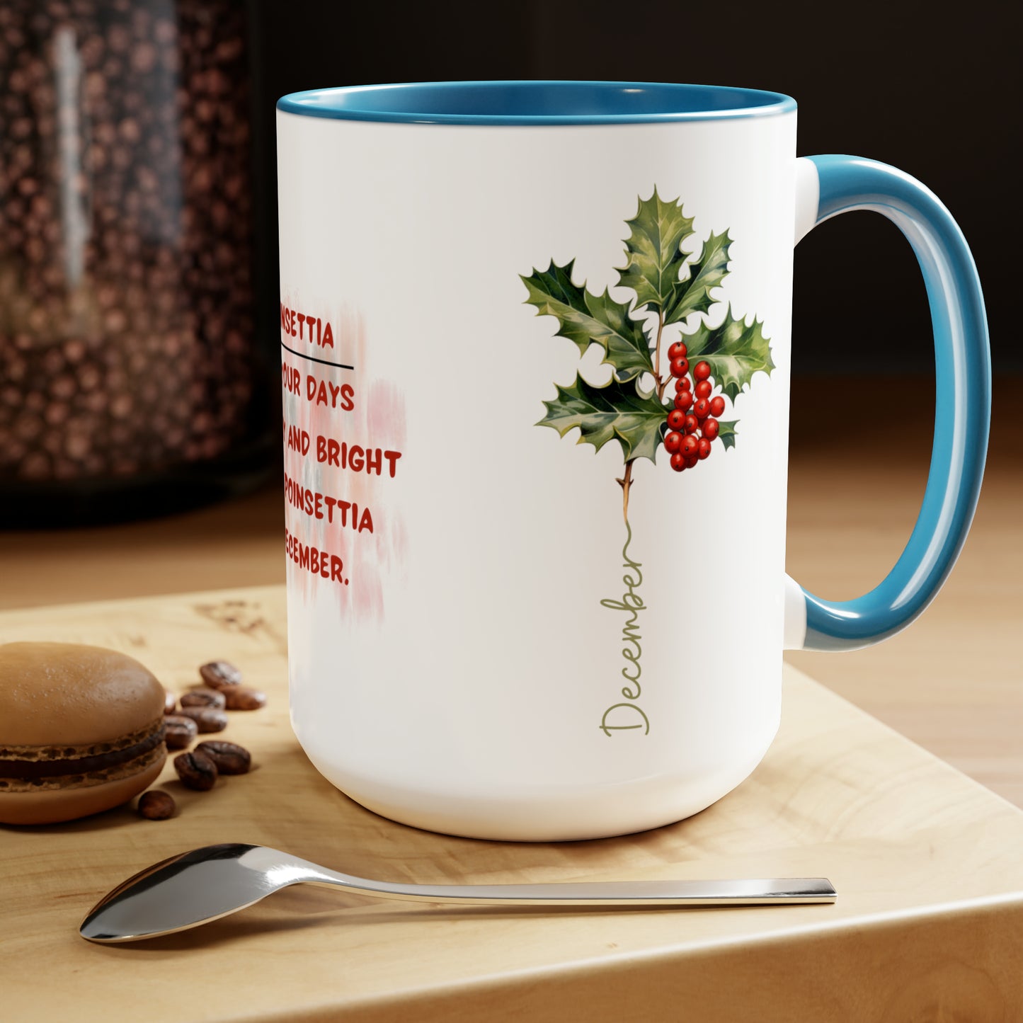 December Birth Month Flower Two-Tone Coffee Mugs, 15oz, Birth Month Flower mug.