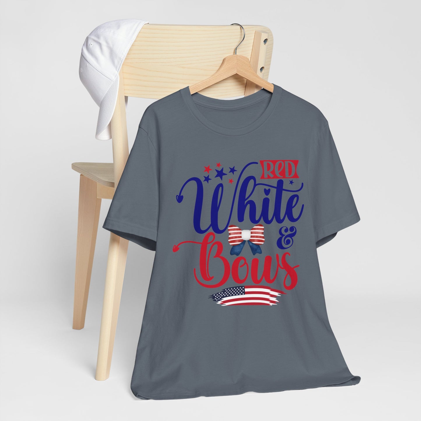 4th of July T-Shirt, Red White & Bows T-Shirt, Fourth of July unisex jersey short sleeve.