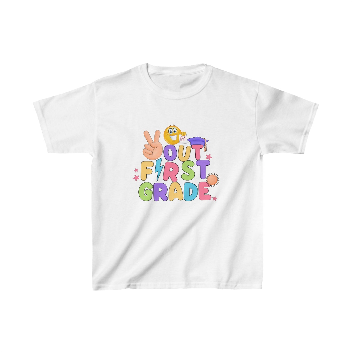 Out First Grade Back To School Kids Heavy Cotton™ Tee, Back to school Kids Shirt, 1st Day Of School Shirt, Back To School Cotton T-Shirt.