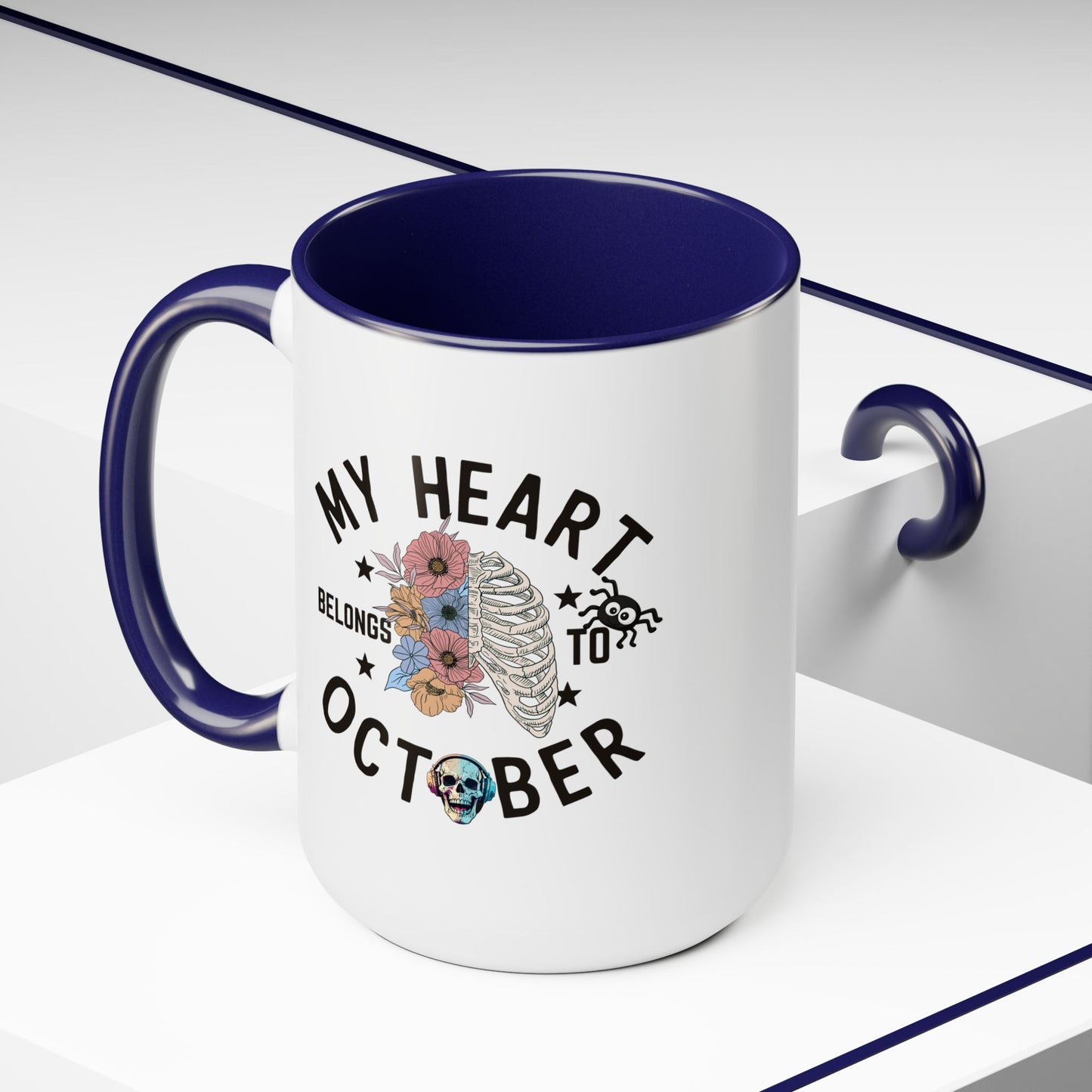 My Heart Belongs To October Halloween Coffee Mug,  Let's Go Halloween Coffee Mug, Trick or Treat Halloween Coffee Mug, Cute Skeleton Coffee Mug, Spooky Season Halloween Coffee Mug.