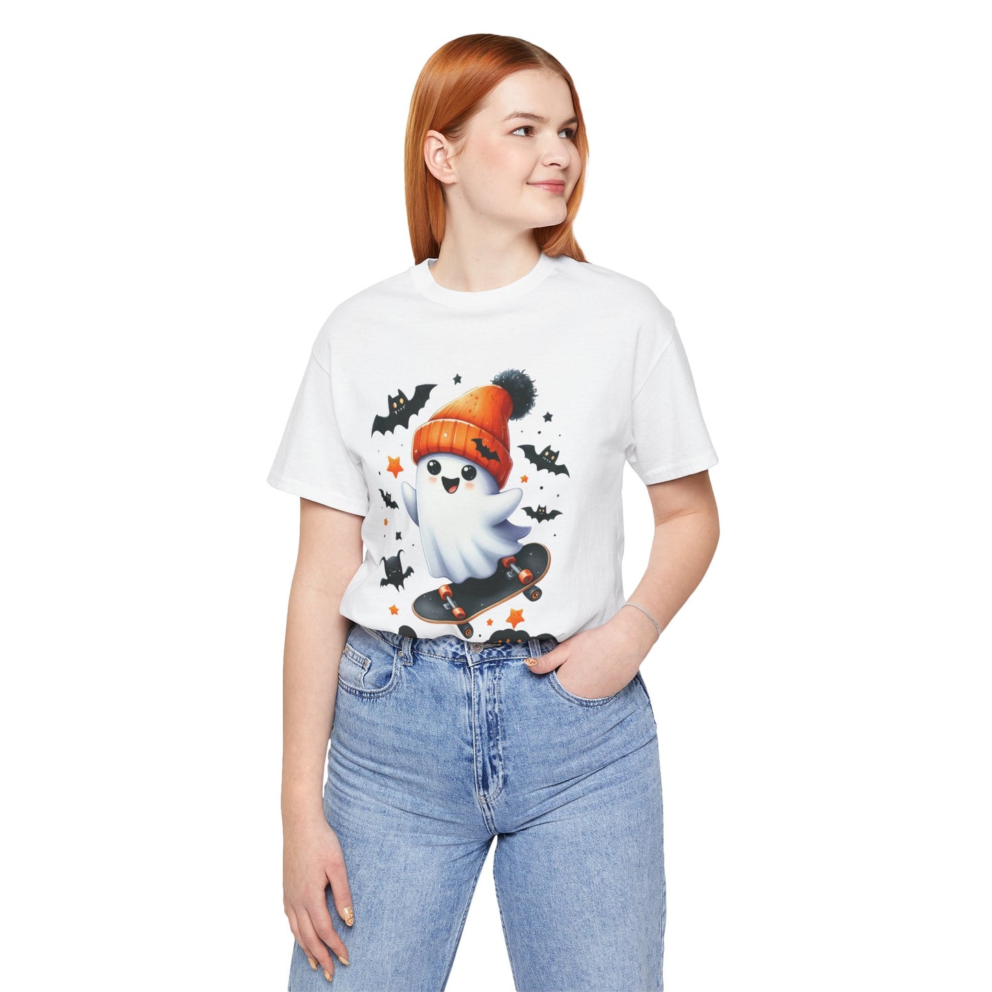 Stay Positive Cute Ghost T-shirt, Happy Halloween Skeleton T-shirt, Happy Halloween T-shirt, Trick Or Treat T-shirt, Halloween T-shirt, Cool Halloween T-shirt, Spooky T-shirt,