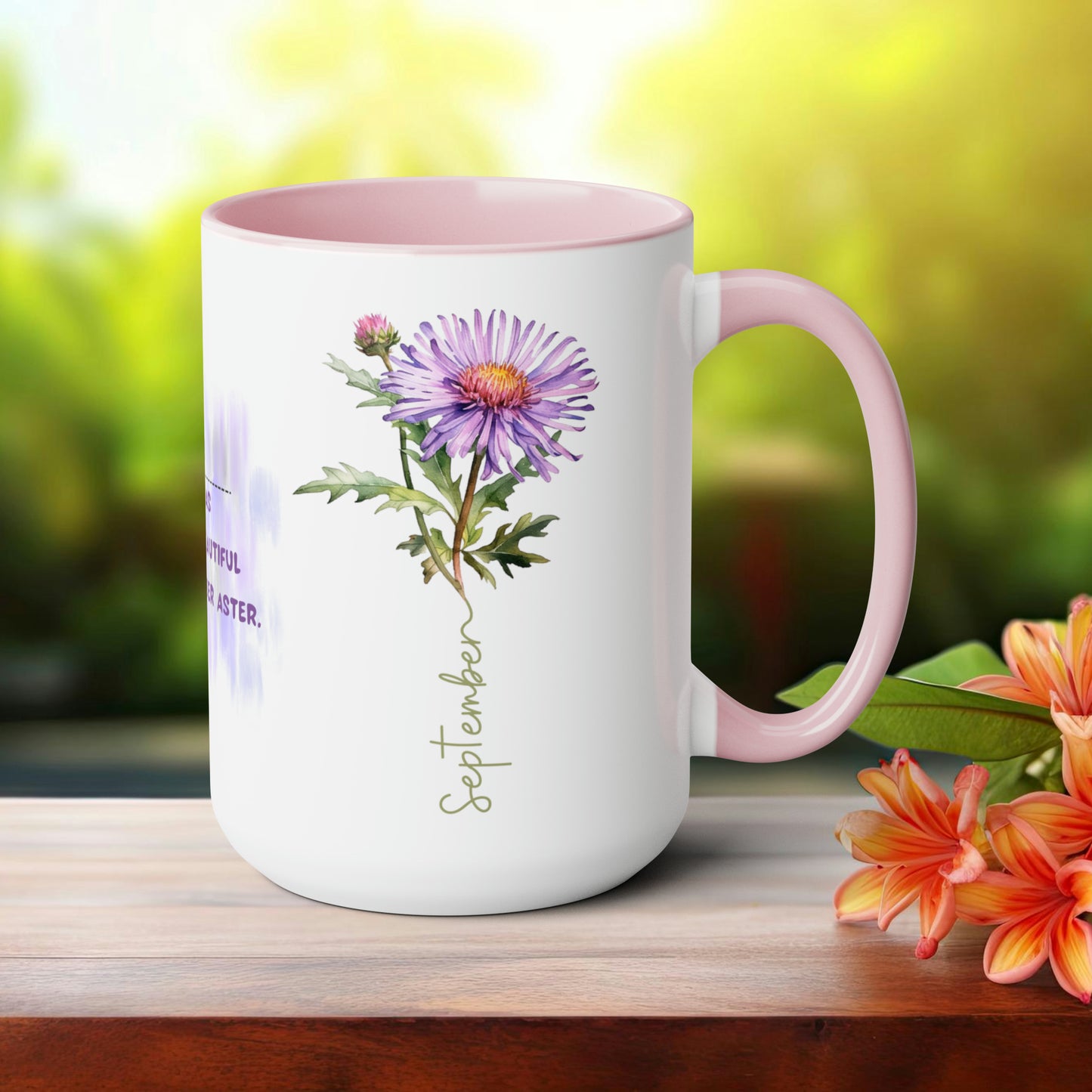 September Birth Month Flower Two-Tone Coffee Mugs, 15oz, Birth Month Flower mug.