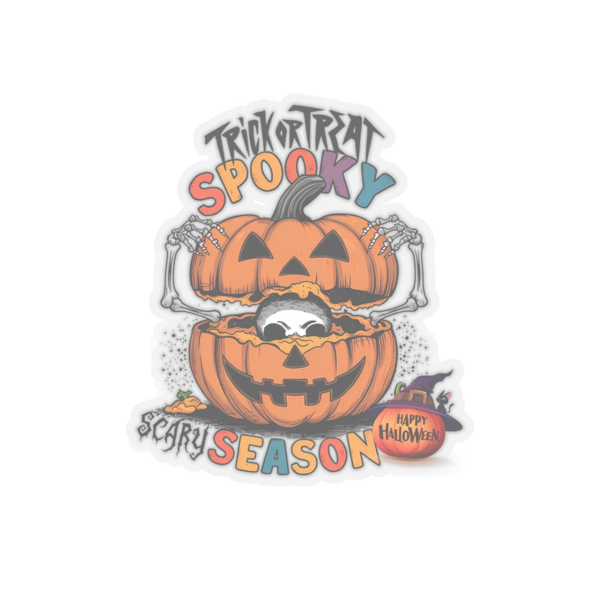 Spooky Scary Season Halloween Kiss-Cut Stickers, Cute Ghost Halloween Kiss-Cut Stickers, Happy Halloween Kiss-Cut Stickers, Spooky Season Kiss-Cut Stickers, Trick Or Treat Halloween Kiss-Cut Stickers.