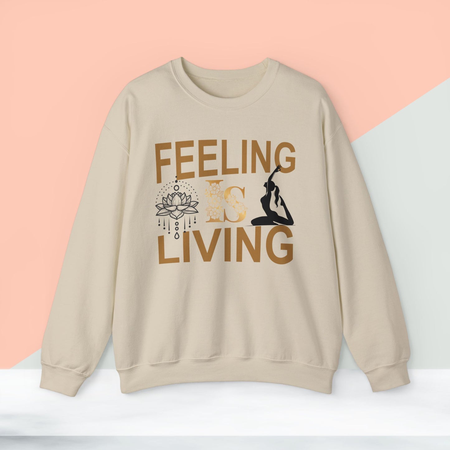 Feeling Is Living Yoga unisex heavy blend crewneck sweatshirt,Yoga workout Sweatshirt,Yoga lovers Sweatshirt, Yoga Instructor Gift, Gym Sweatshirt, Gift For Yoga lovers, Gift For Yogi.