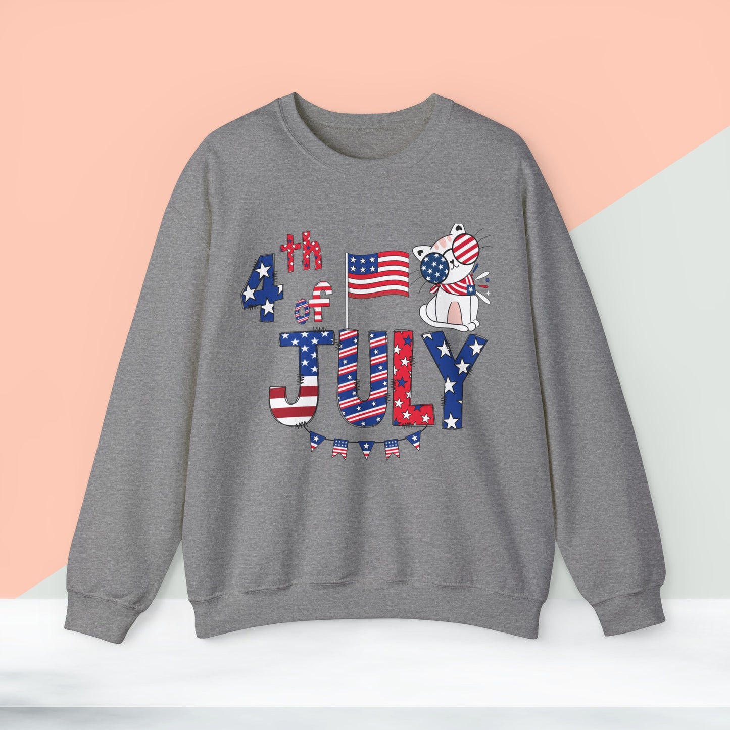 Happy 4th Of July Sweatshirt, Fourth of July unisex heavy blend crewneck sweatshirt.