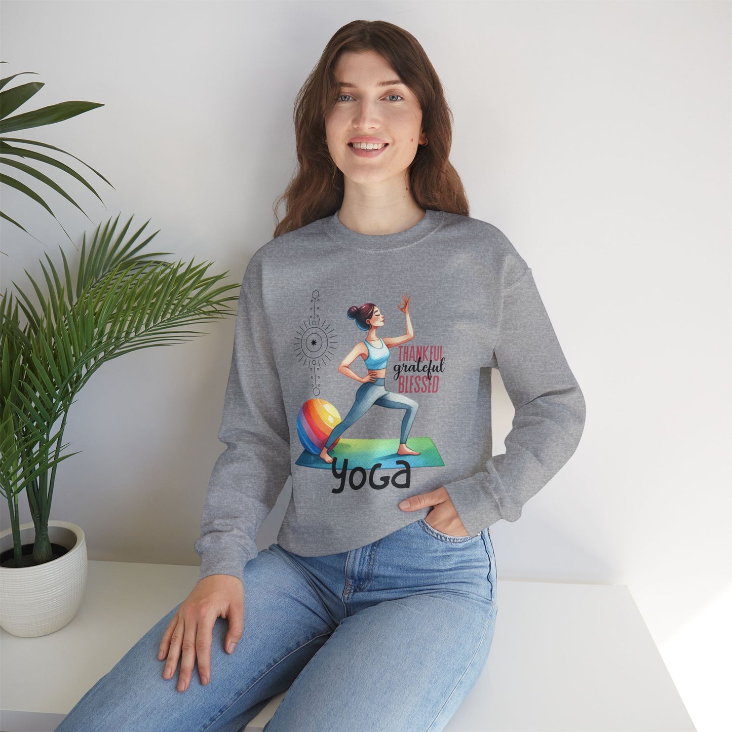 Thankful Grateful Blessed Yoga unisex heavy blend crewneck sweatshirt,Yoga workout Sweatshirt,Yoga lovers Sweatshirt, Yoga Instructor Gift, Gym Sweatshirt, Gift For Yoga lovers, Gift For Yogi.