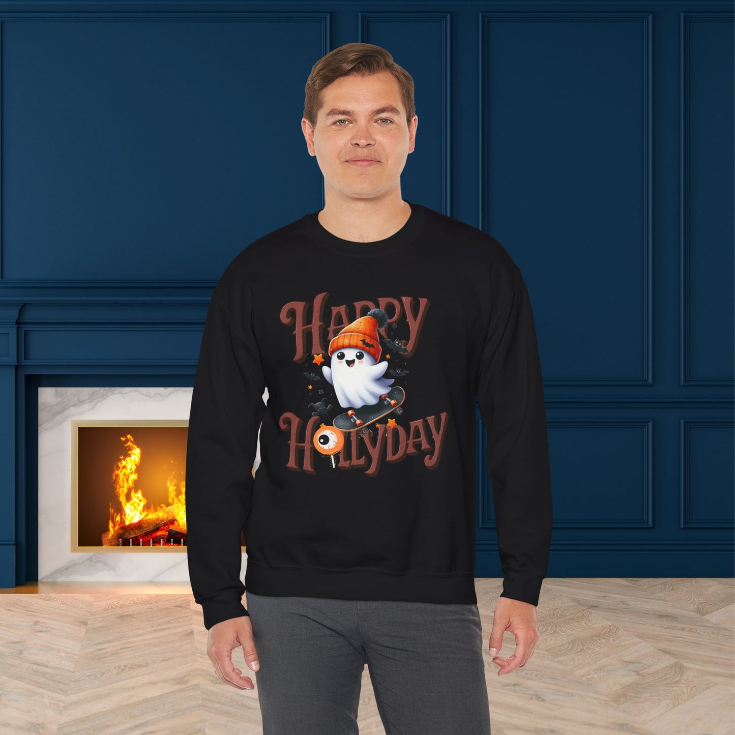 Happy Halloween Sweatshirt, Happy Halloween Sweatshirt - Unisex Heavy Blend Crewneck, Halloween Sweatshirt, Cute Spooky Ghost sweatshirt.