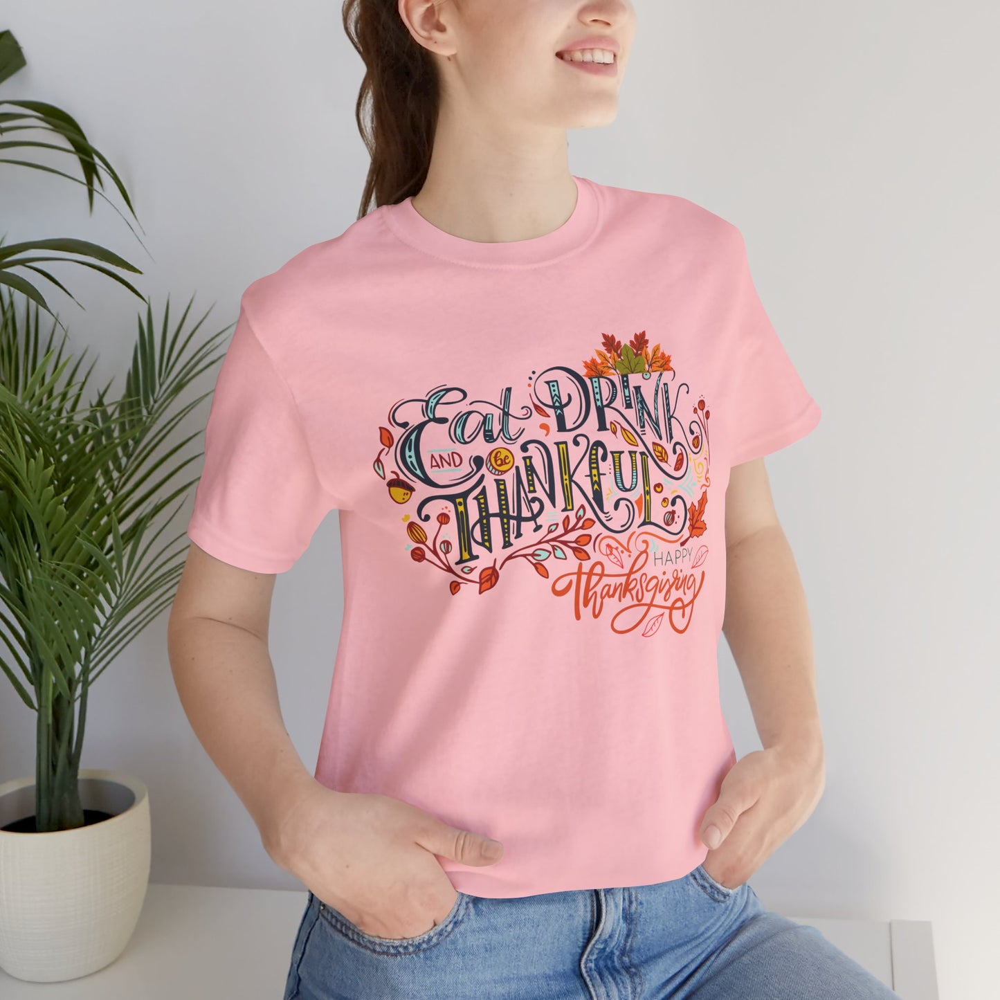 Eat Drink & Thankful T-shirt, Happy Thanksgiving T-shirt, Happy thanksgiving 2024 T-shirt, Thanksgiving Gift,Turkey Shirt, Family Thanksgiving, Holiday Outfit.