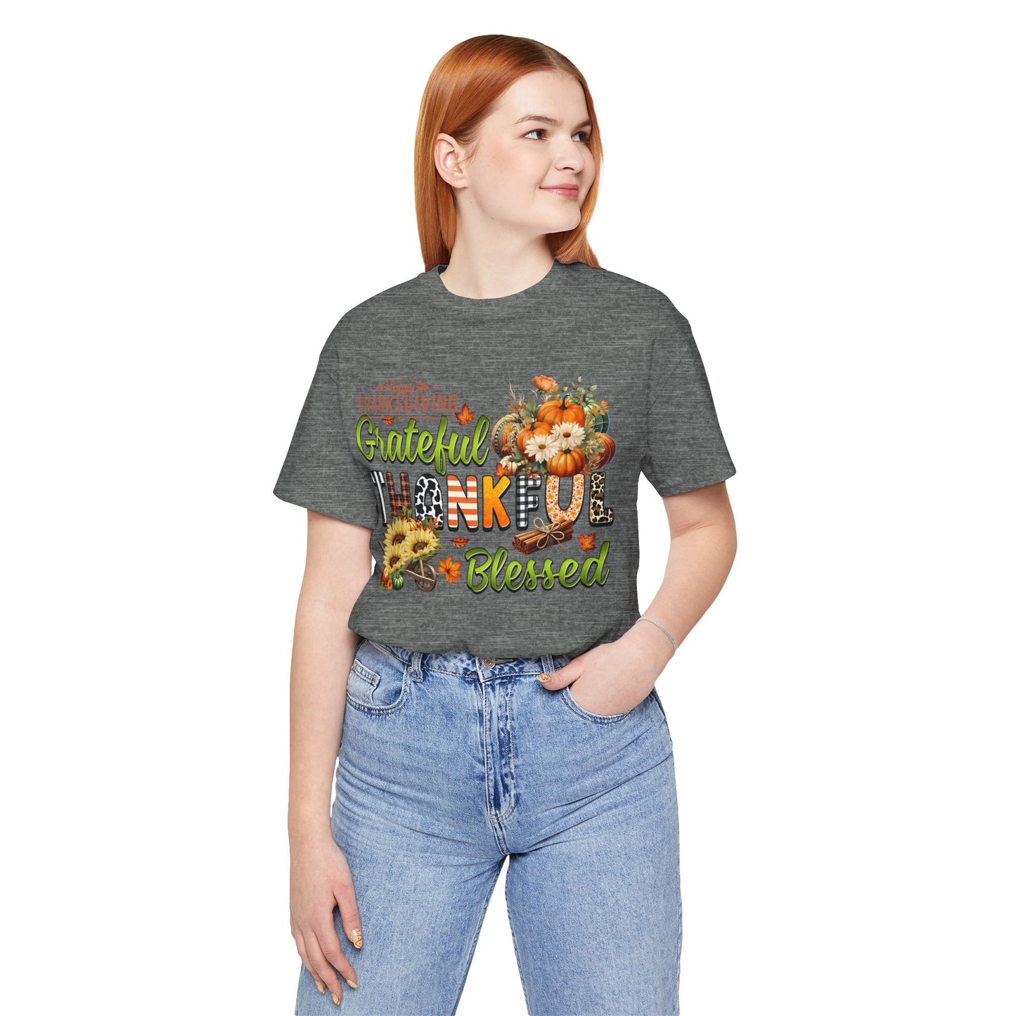 Grateful Thankful Blessed T-shirt, Happy Thanksgiving T-shirt, Happy thanksgiving 2024 T-shirt, Thanksgiving Gift,Turkey Shirt, Family Thanksgiving, Holiday Outfit.