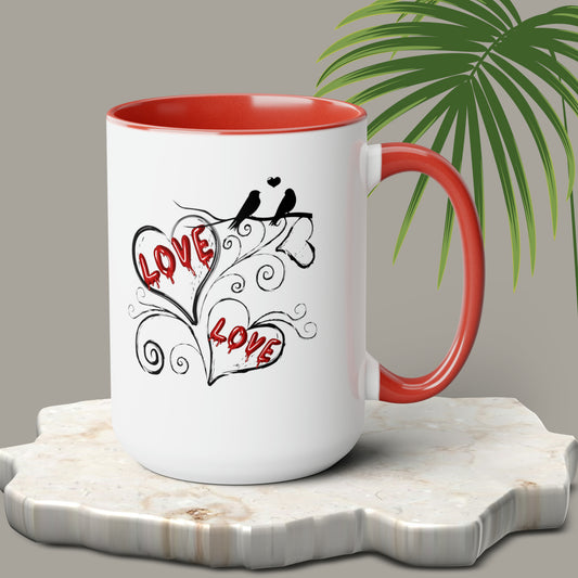 Happy valentines day two-Tone Coffee Mugs, 15oz