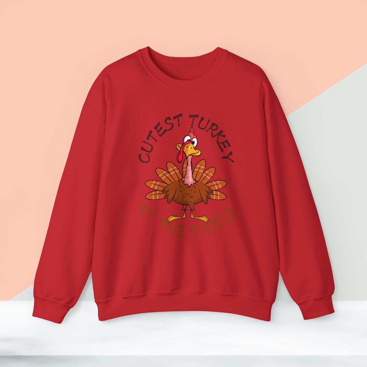 Cutest Turkey at The table Sweatshirt, HappyThanksgiving Sweatshirt - Unisex Heavy Blend, Happy Thanksgiving2024 Sweatshirt, Thanksgiving Gift, Festive Sweatshirt.