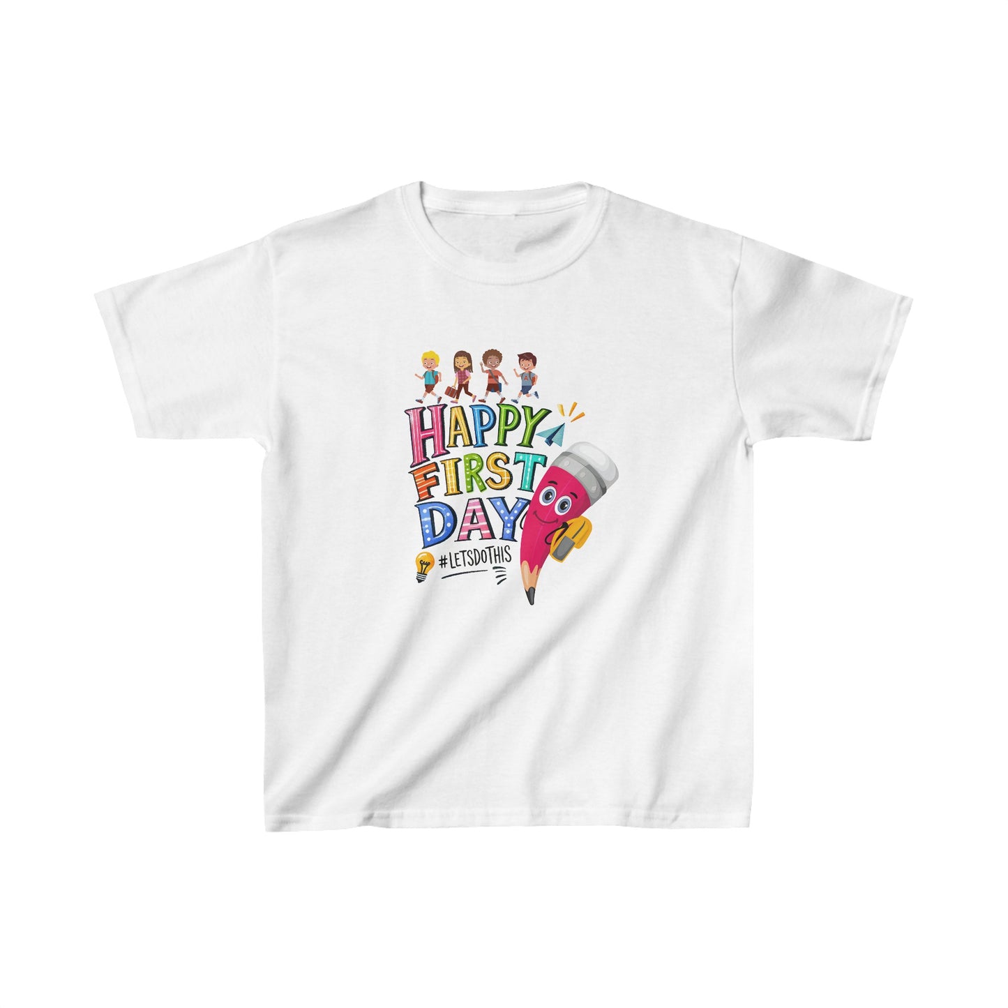 Happy First Day Back To School Kids Heavy Cotton™ Tee, Back to school Kids Shirt, 1st Day Of School Shirt, Back To School Cotton T-Shirt.