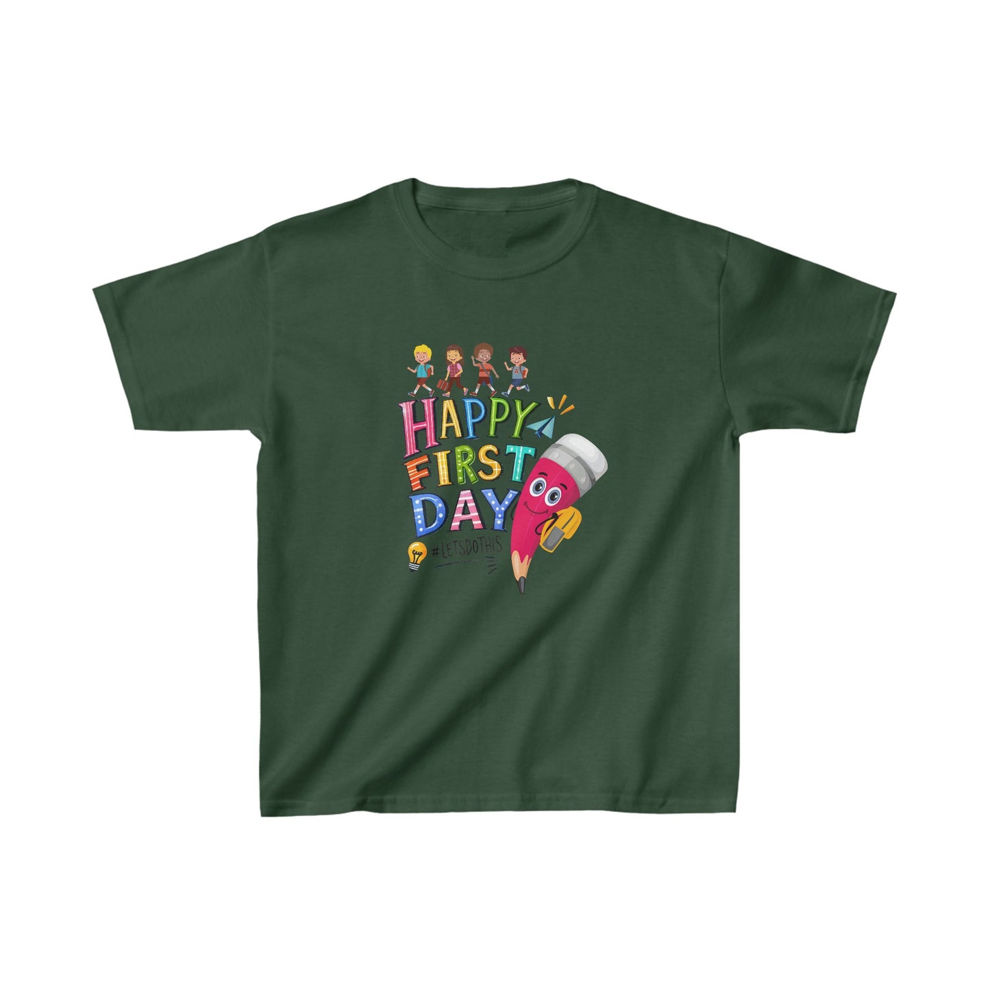 Happy First Day Back To School Kids Heavy Cotton™ Tee, Back to school Kids Shirt, 1st Day Of School Shirt, Back To School Cotton T-Shirt.