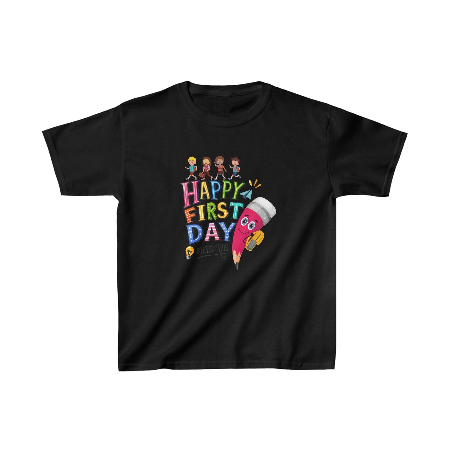 Happy First Day Back To School Kids Heavy Cotton™ Tee, Back to school Kids Shirt, 1st Day Of School Shirt, Back To School Cotton T-Shirt.