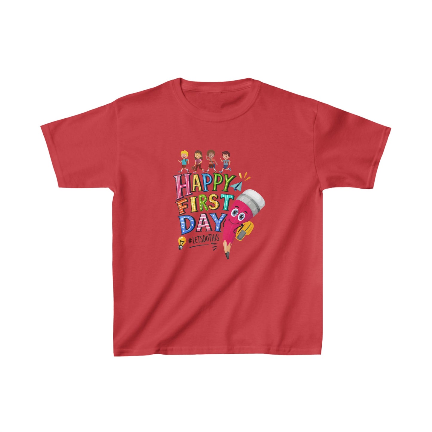 Happy First Day Back To School Kids Heavy Cotton™ Tee, Back to school Kids Shirt, 1st Day Of School Shirt, Back To School Cotton T-Shirt.