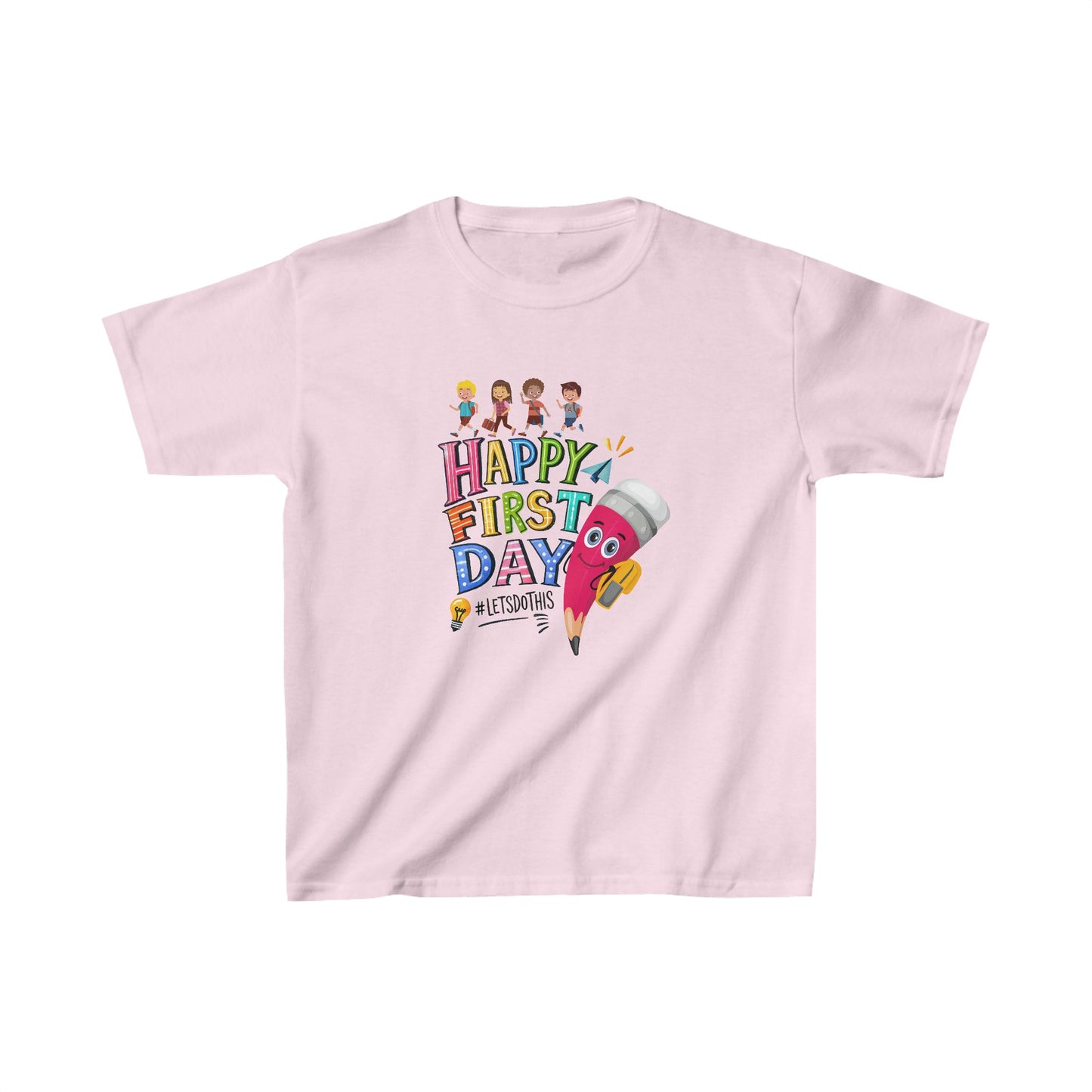 Happy First Day Back To School Kids Heavy Cotton™ Tee, Back to school Kids Shirt, 1st Day Of School Shirt, Back To School Cotton T-Shirt.