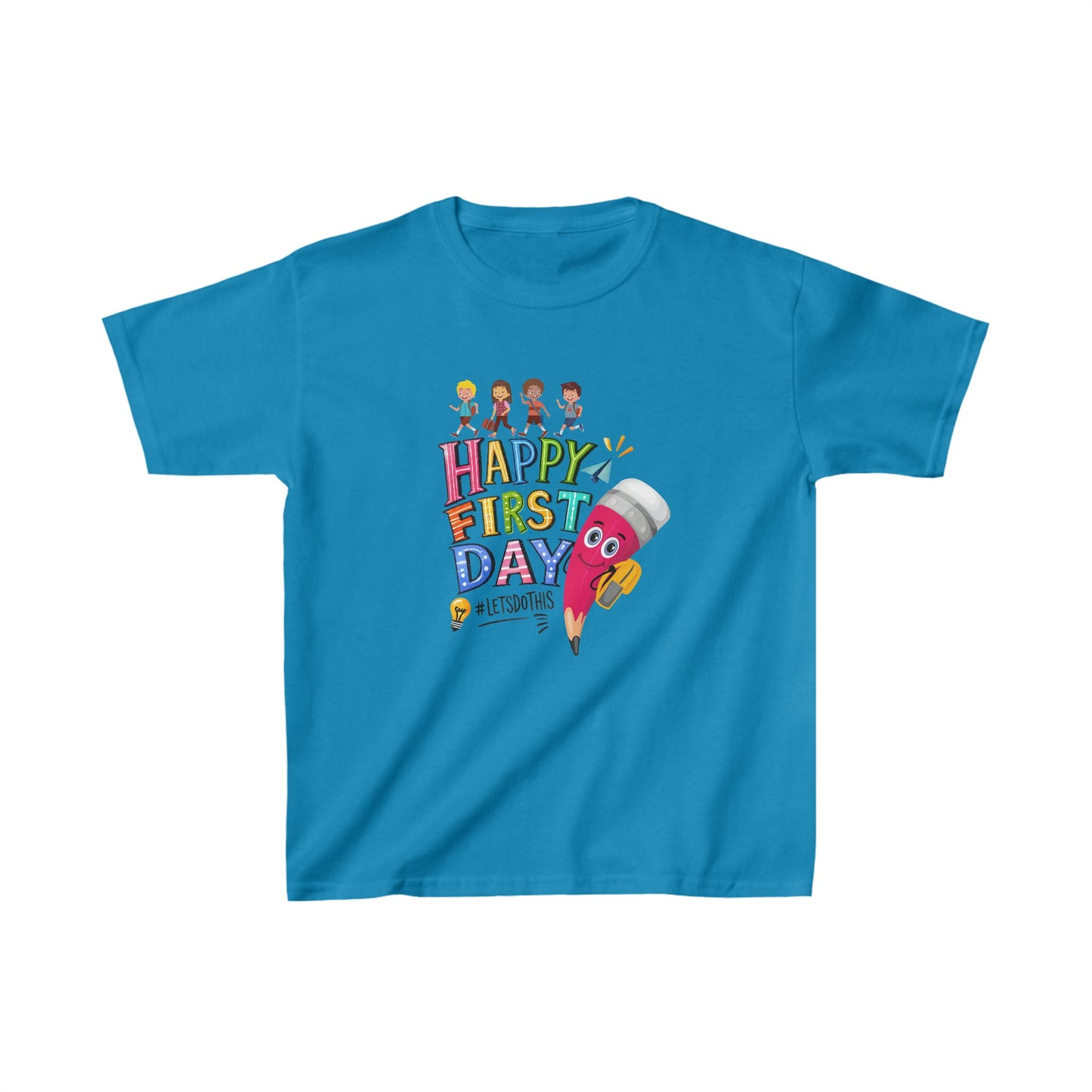 Happy First Day Back To School Kids Heavy Cotton™ Tee, Back to school Kids Shirt, 1st Day Of School Shirt, Back To School Cotton T-Shirt.