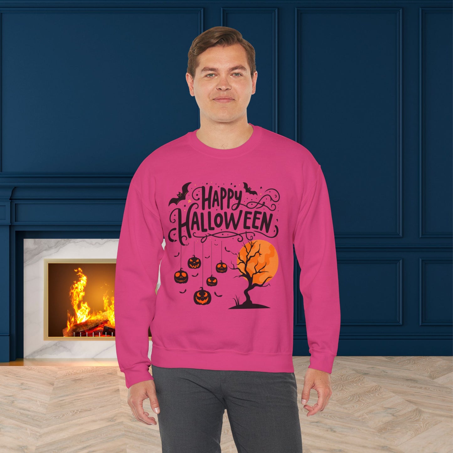 Happy halloween Sweatshirt - Unisex Heavy Blend Crewneck, halloween sweatshirt, cute spooky cat sweatshirt.