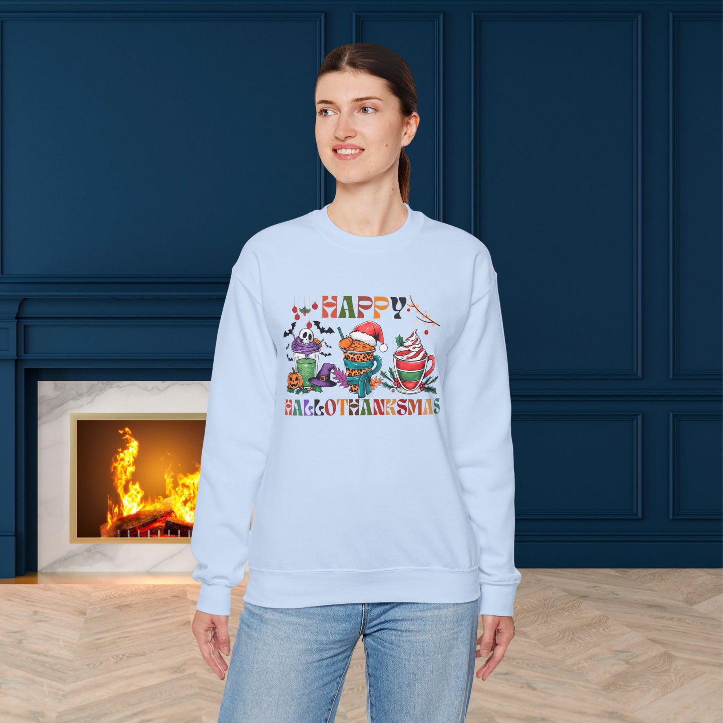 Happy Hellothanksmas Sweatshirt, HappyThanksgiving Sweatshirt - Unisex Heavy Blend, Happy Thanksgiving2024 Sweatshirt, Thanksgiving Gift, Festive Sweatshirt.