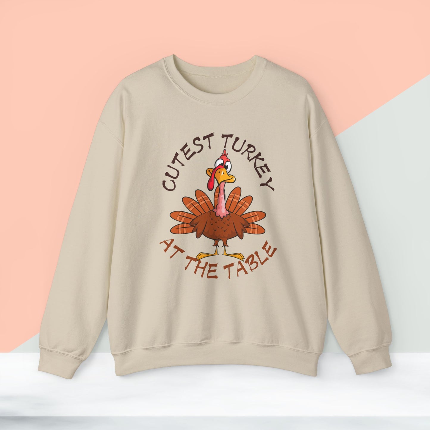 Cutest Turkey at The table Sweatshirt, HappyThanksgiving Sweatshirt - Unisex Heavy Blend, Happy Thanksgiving2024 Sweatshirt, Thanksgiving Gift, Festive Sweatshirt.