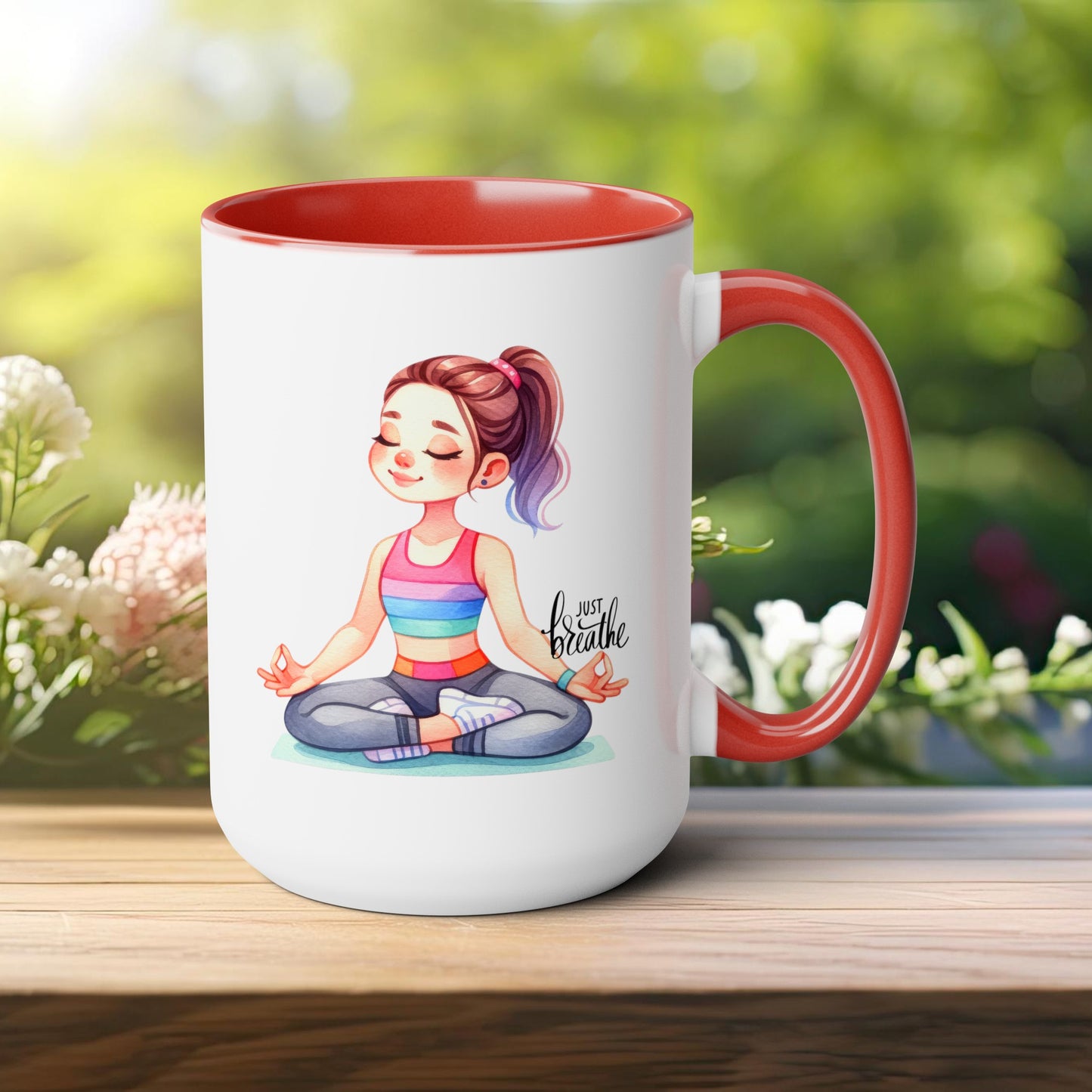 Just Breathe Yoga Coffee Mug, Cute Yoga Coffee Mug, Yoga lovers Coffee Mug, Yoga Instructor Gift, Gift For Yoga lover, Gift For Yogi.