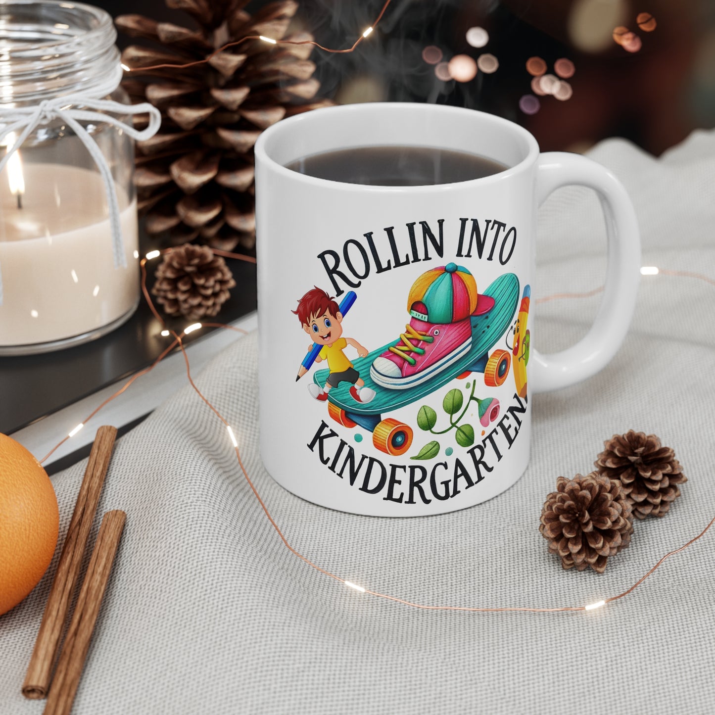 Rolling Into Kindergarten Mug, Back To School Mug.11oz. Ready To Rule The School Mug.11oz.