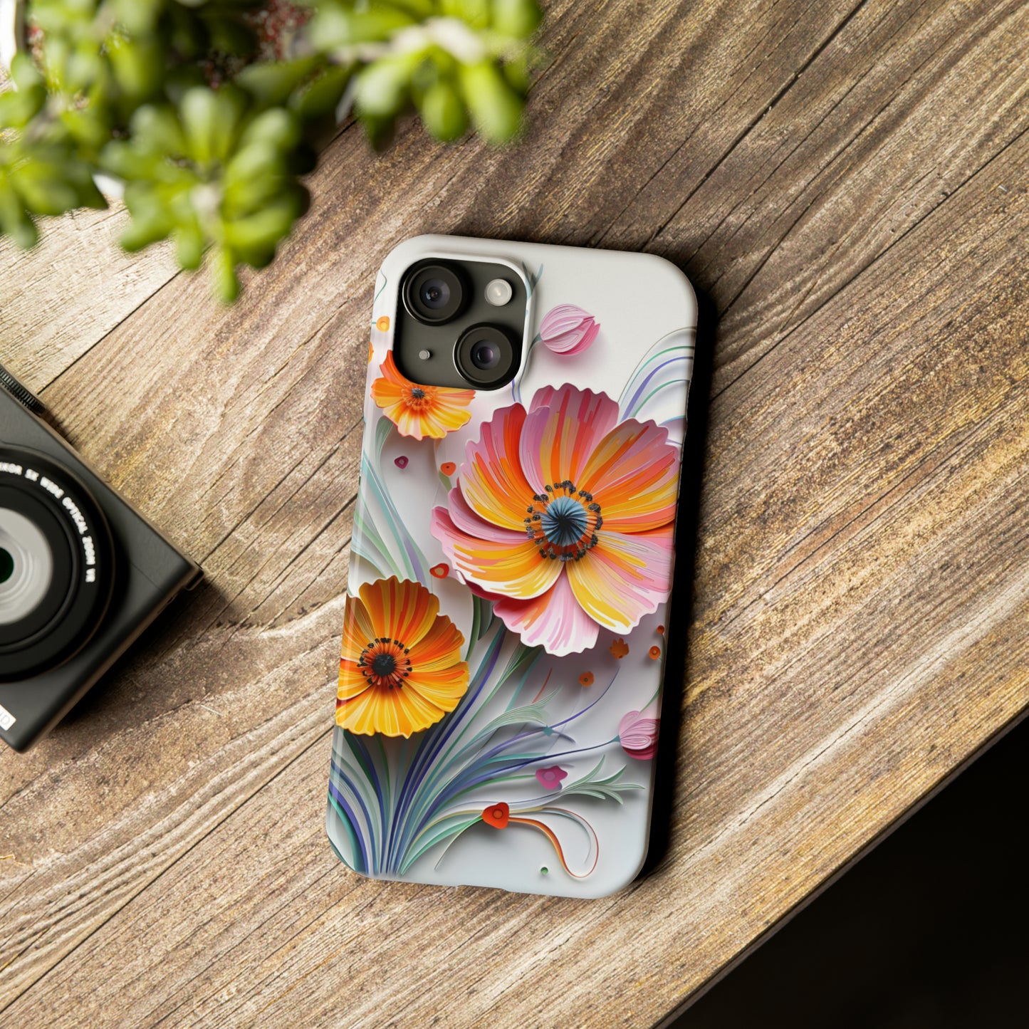 3D Flower Paper art iPhone 15 Phone Cases.