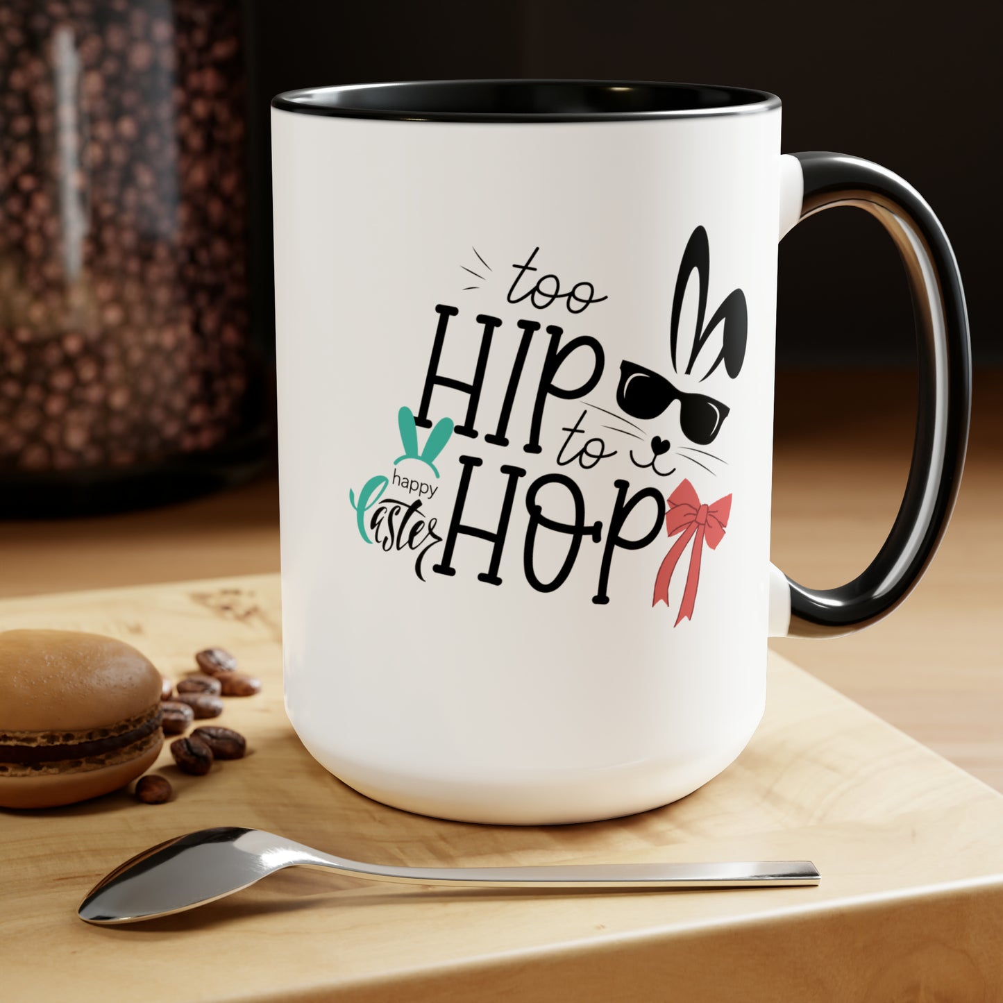 Too Hip To Hop Two-Tone Coffee Mugs, 15oz