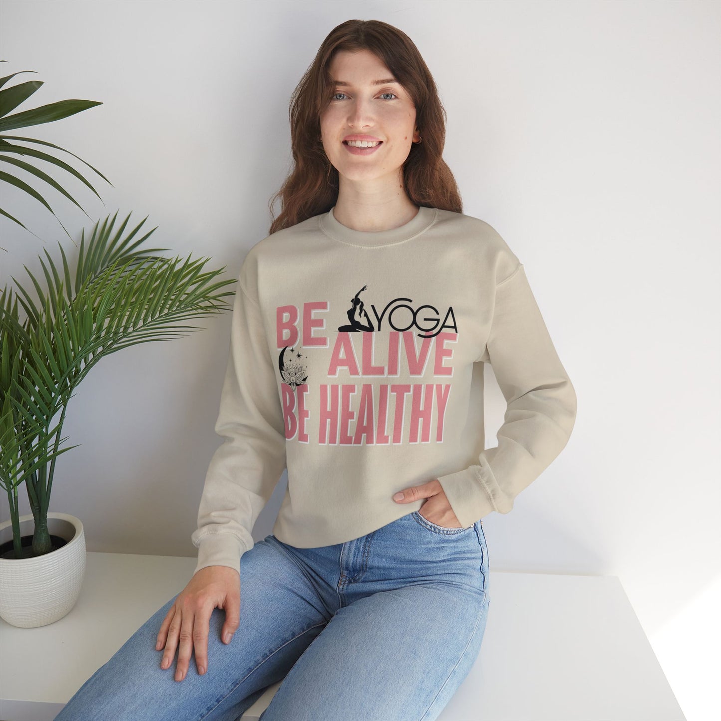 Be Alive Be Healthy Yoga unisex heavy blend crewneck sweatshirt,Yoga workout Sweatshirt,Yoga lovers Sweatshirt, Yoga Instructor Gift, Gym Sweatshirt, Gift For Yoga lovers, Gift For Yogi.