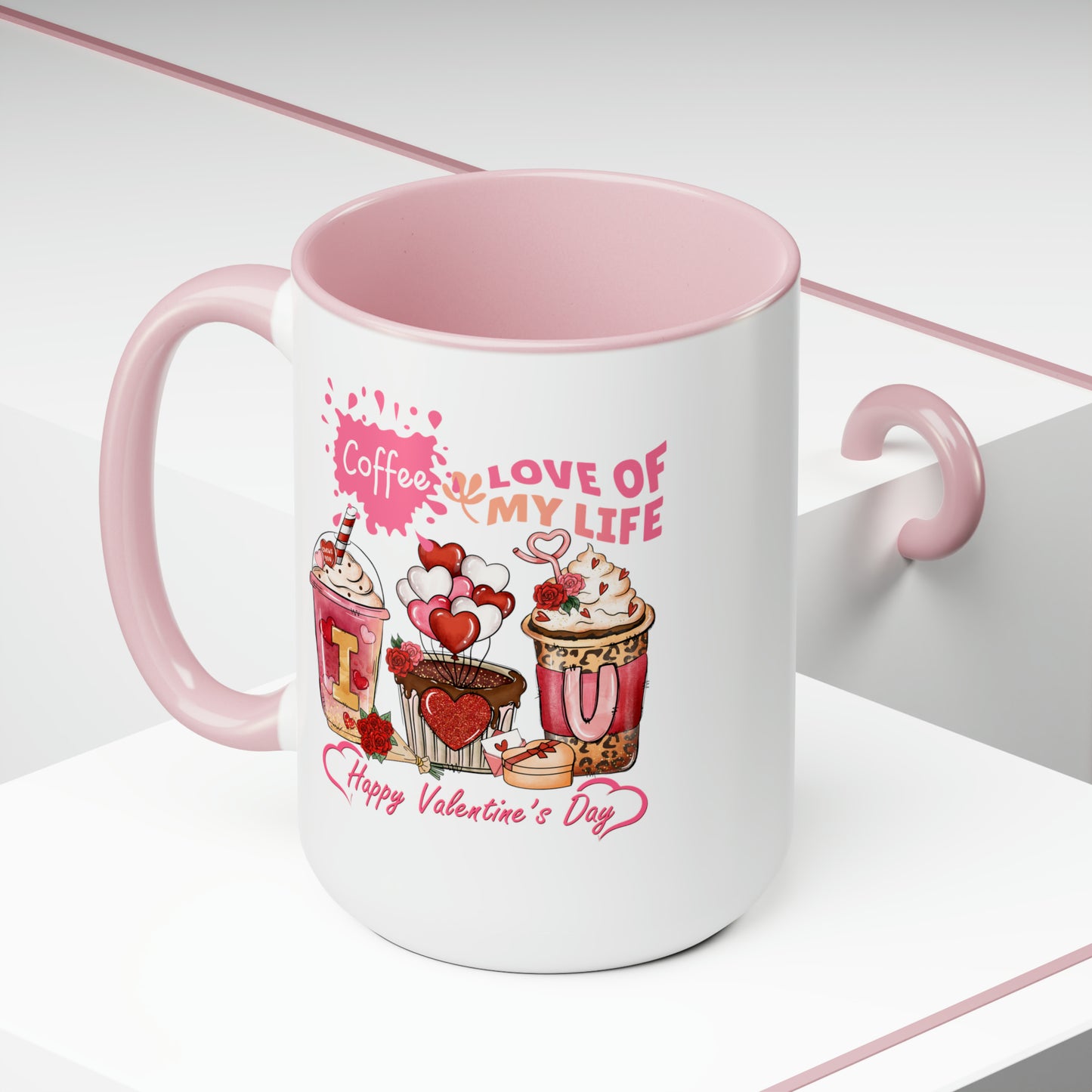 Happy valentines day Two-Tone Coffee Mugs, 15oz