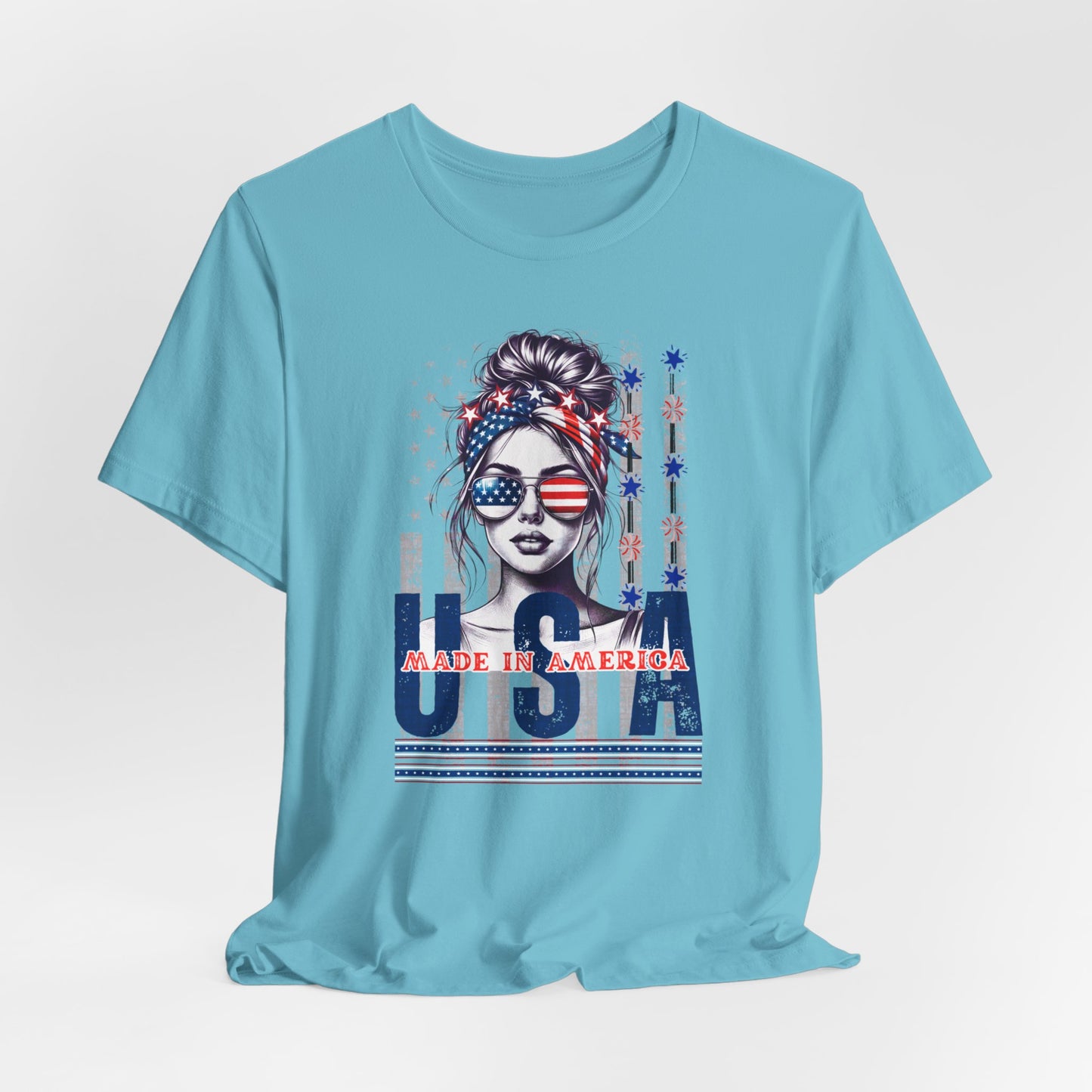 4th of July T-shirt, Red White Blue T-Shirt, Fourth of July unisex jersey short sleeve,  America, Flag, Peace Love America. Proud To Be An American, Red White Blue.