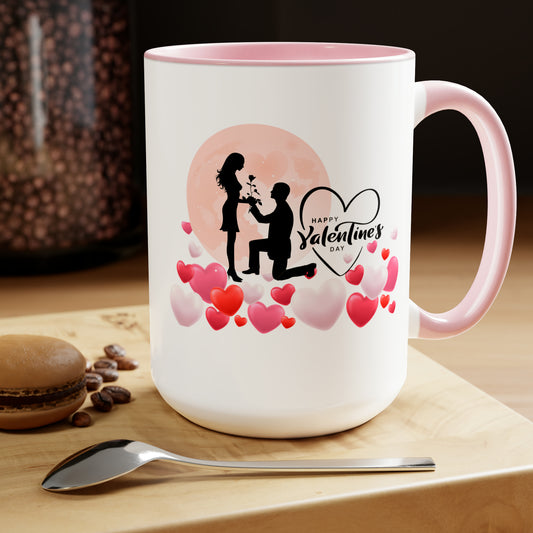 Happy valentines day Two-Tone Coffee Mugs, 15oz