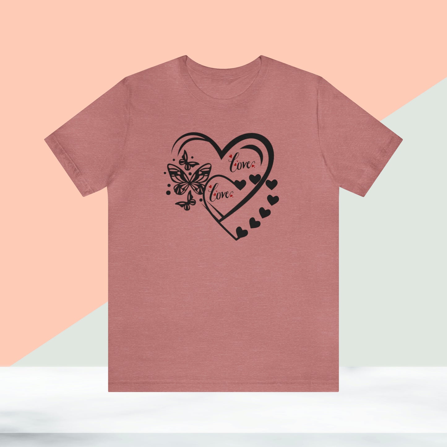 Happy valentines day butterfly heart shape Unisex Jersey Short Sleeve Tee