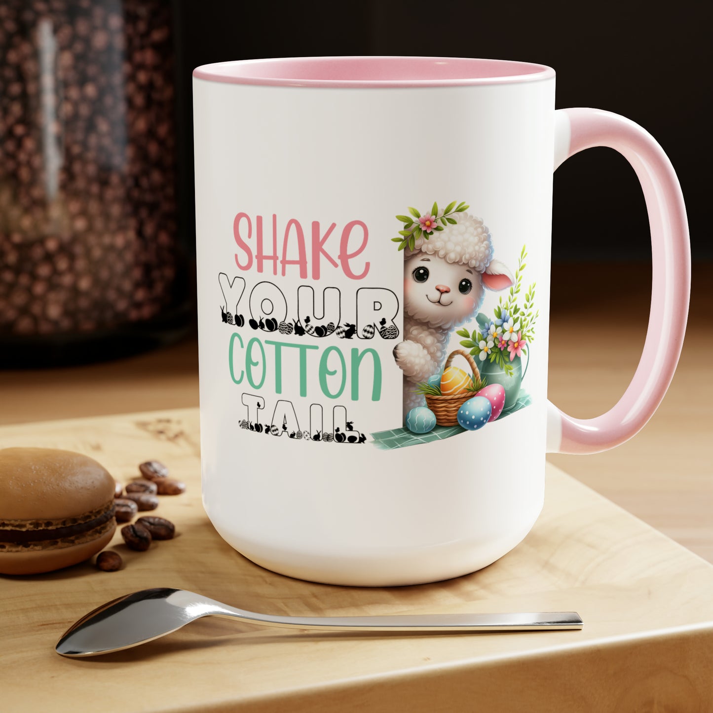 Shake Your Cotton Tail Two-Tone Coffee Mugs, 15oz