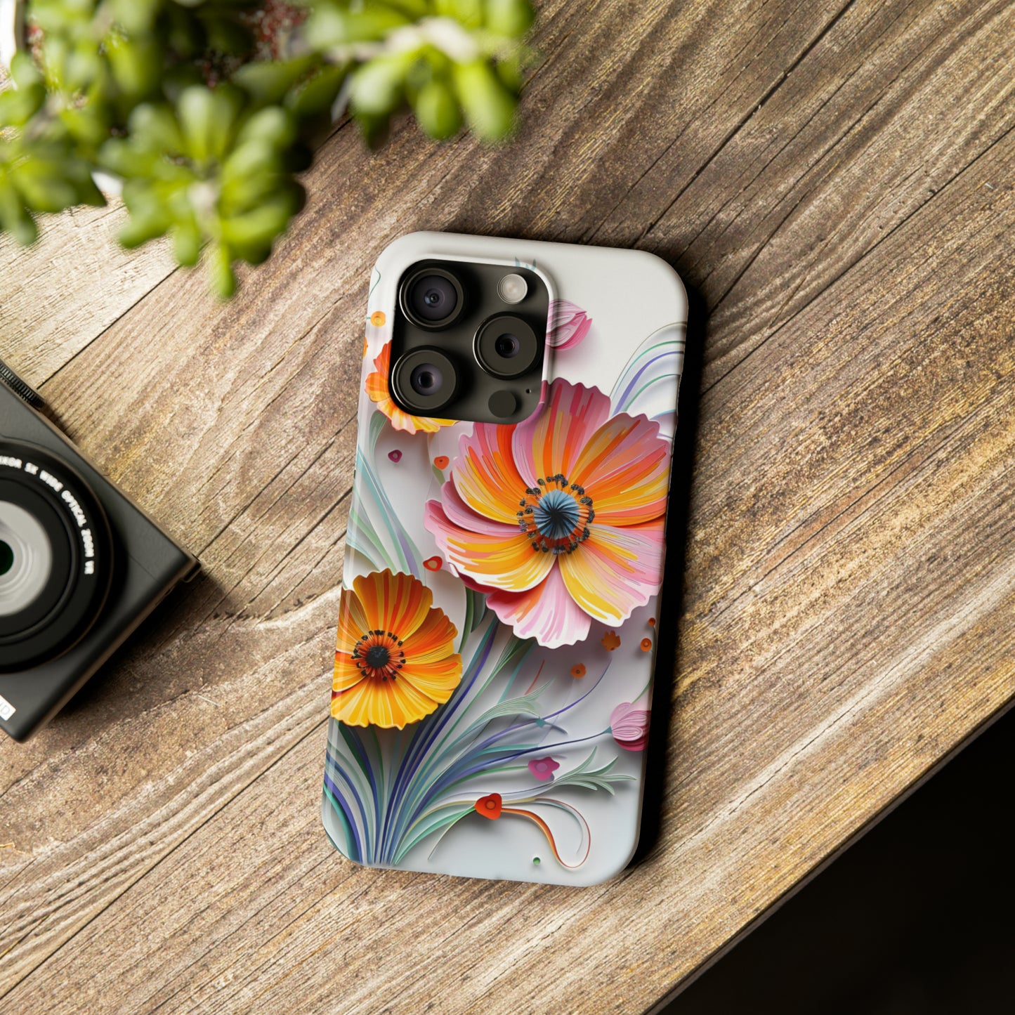 3D Flower Paper art iPhone 15 Phone Cases.