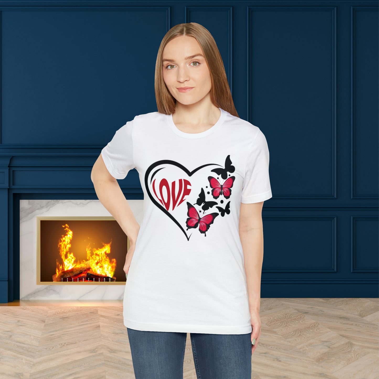 Happy valentines day butterfly heart shape Unisex Jersey Short Sleeve Tee