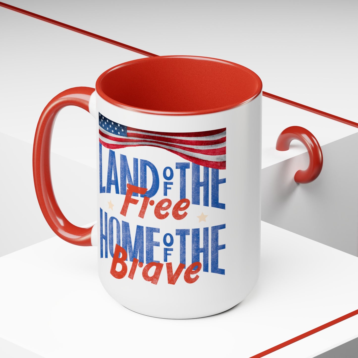 Happy 4th Of July Two -Tone Coffee Mug.15oz.