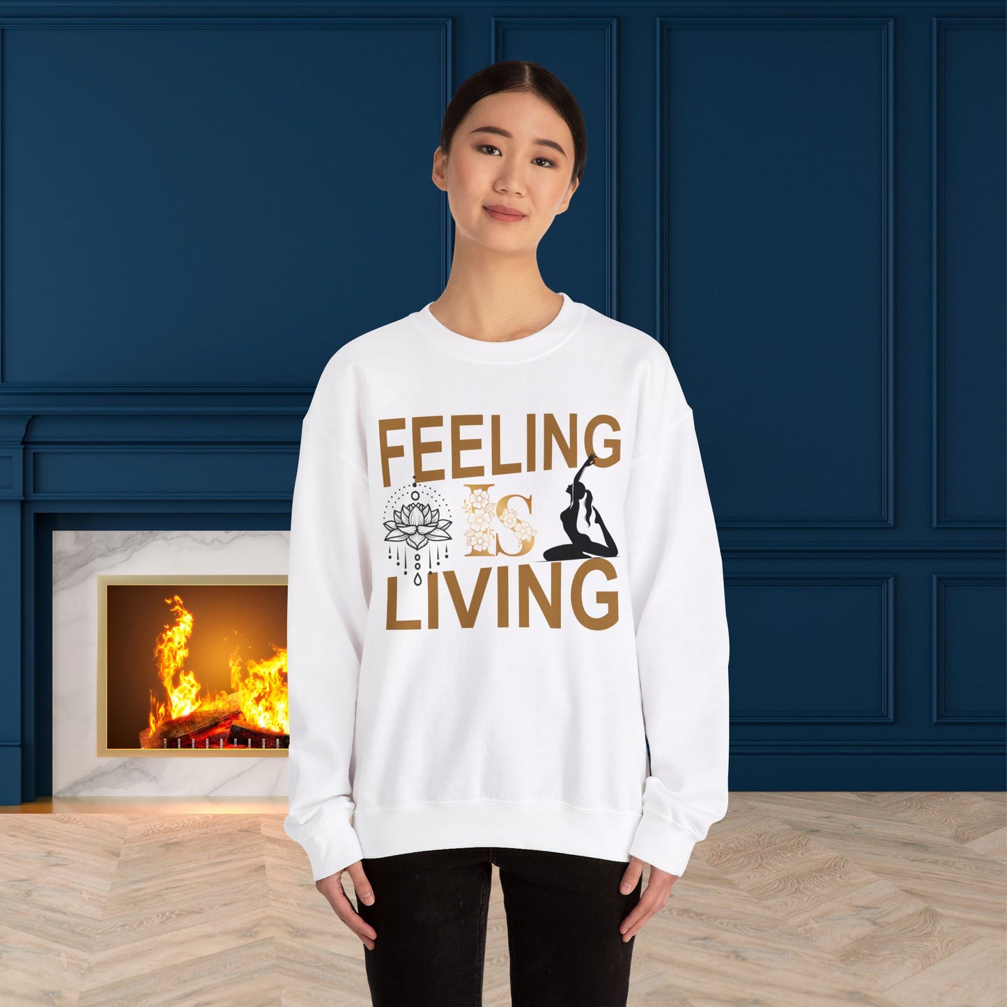 Feeling Is Living Yoga unisex heavy blend crewneck sweatshirt,Yoga workout Sweatshirt,Yoga lovers Sweatshirt, Yoga Instructor Gift, Gym Sweatshirt, Gift For Yoga lovers, Gift For Yogi.