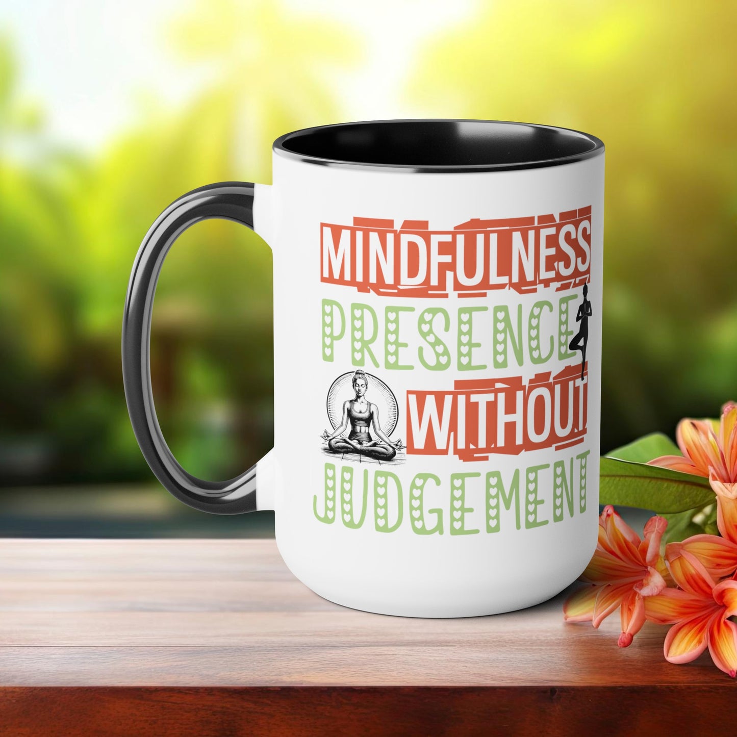 Mindfulness Presence Without Judgement Yoga Coffee Mug, Cute Yoga Coffee Mug, Yoga lovers Coffee Mug, Yoga Instructor Gift, Gift For Yoga lover, Gift For Yogi.