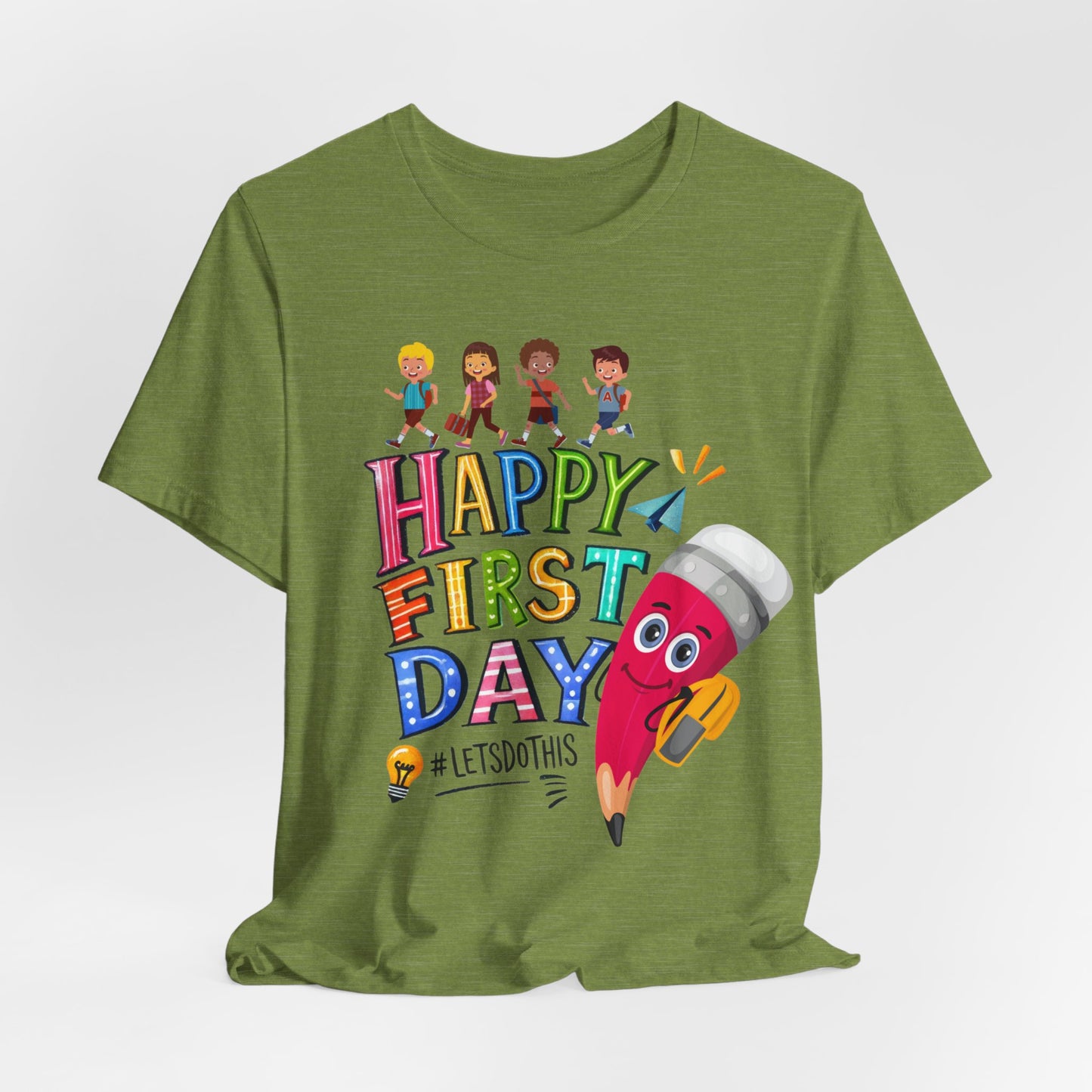 Happy First day T-Shirt, Hello Teacher T-Shirt, Back To School T-Shirt, Teach Love Inspire Teacher Shirt, Teacher Back To school unisex jersey short sleeve.First Day Vibes T-Shirt.
