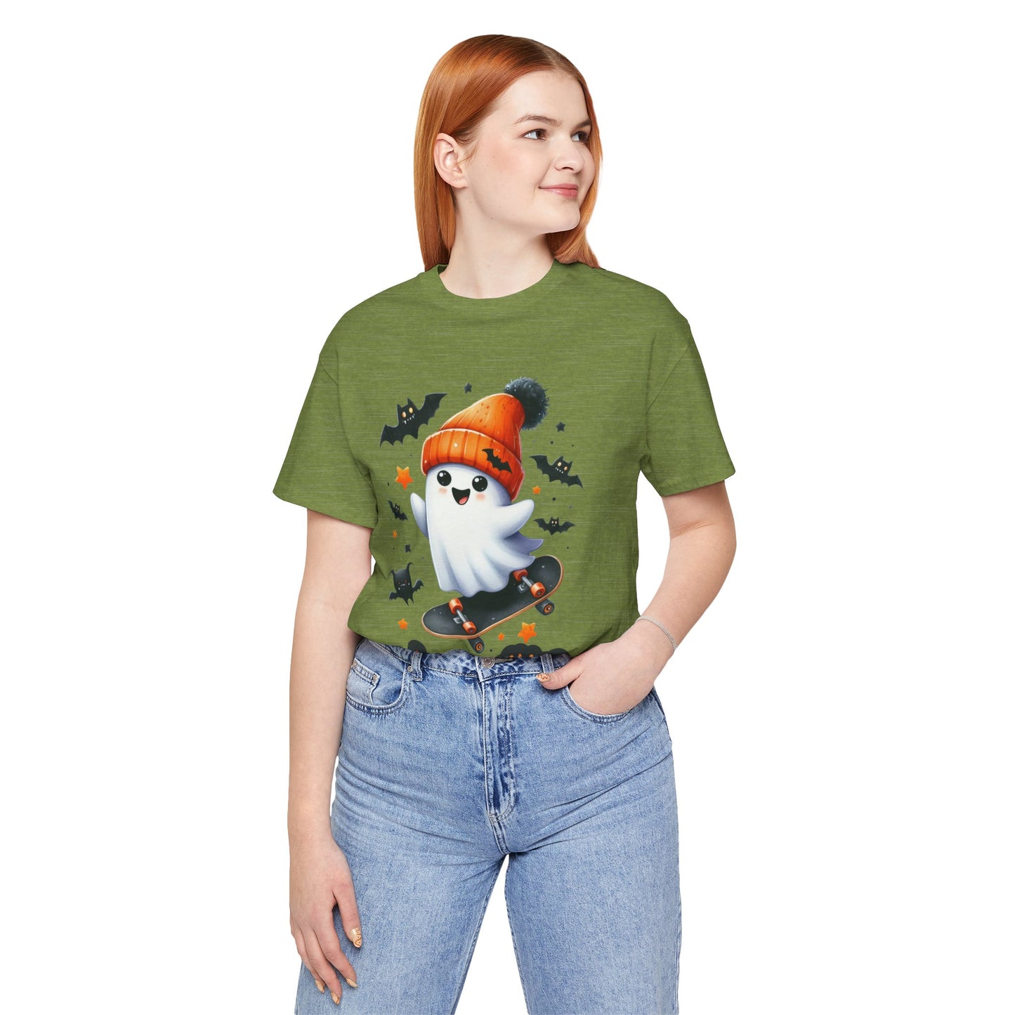 Stay Positive Cute Ghost T-shirt, Happy Halloween Skeleton T-shirt, Happy Halloween T-shirt, Trick Or Treat T-shirt, Halloween T-shirt, Cool Halloween T-shirt, Spooky T-shirt,