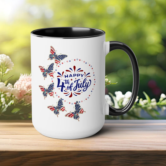 Happy 4th Of July Two -Tone Coffee Mug.15oz.